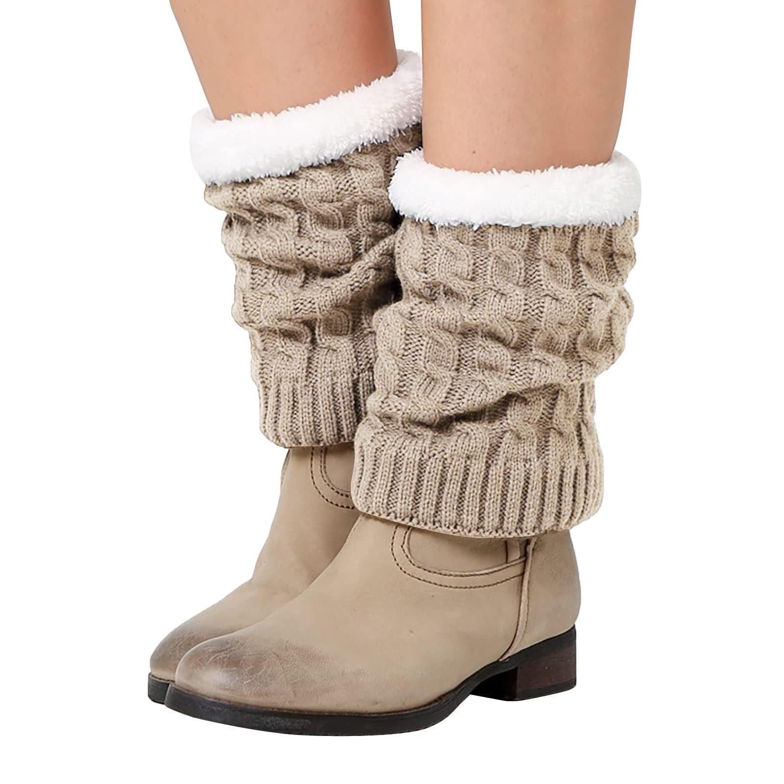 Knitted Thickened Woolen Knee Warmers,Womens Short Boots Socks Crochet Knitted Boot Cuffs Leg Warmers Socks