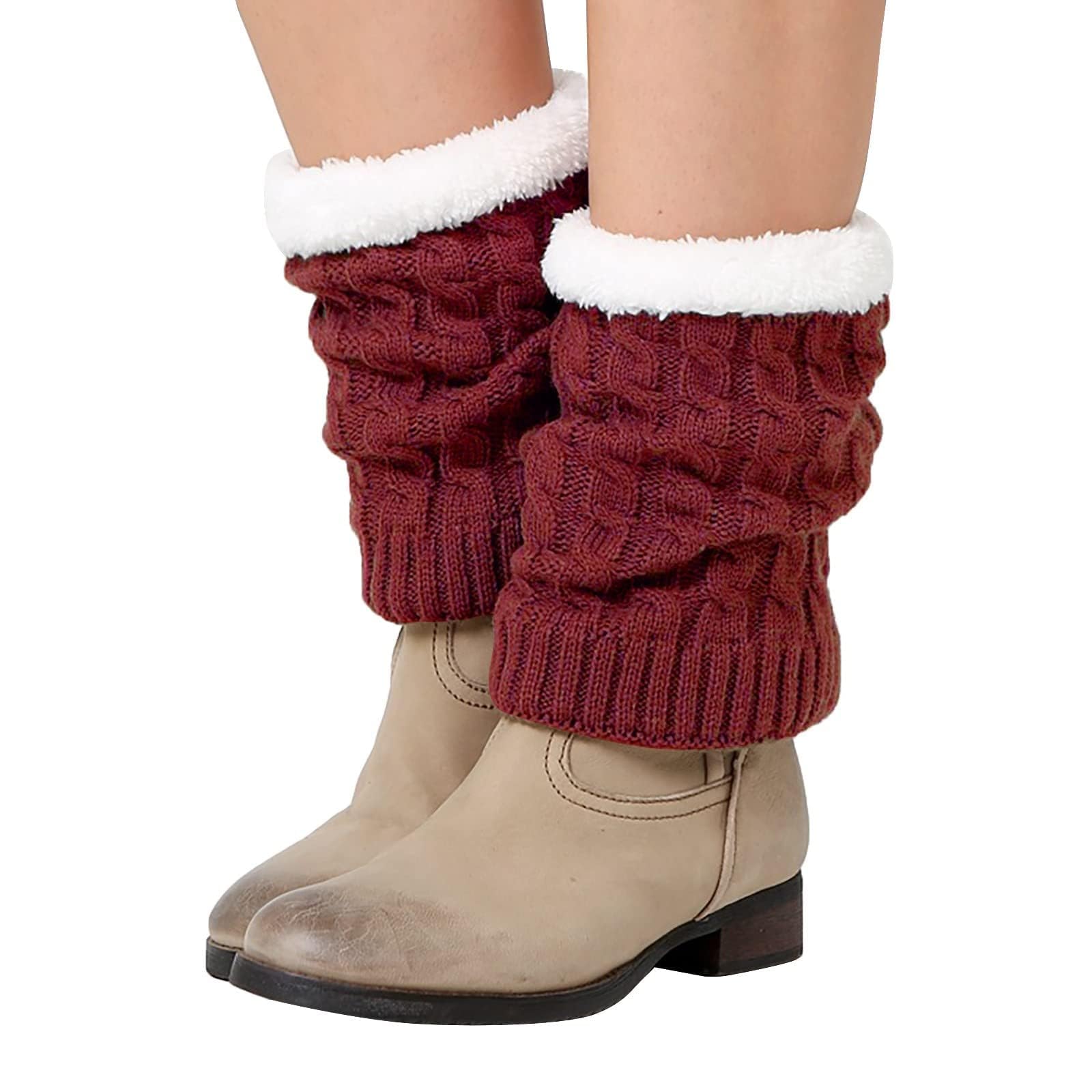 Knitted Thickened Woolen Knee Warmers,Womens Short Boots Socks Crochet Knitted Boot Cuffs Leg Warmers Socks