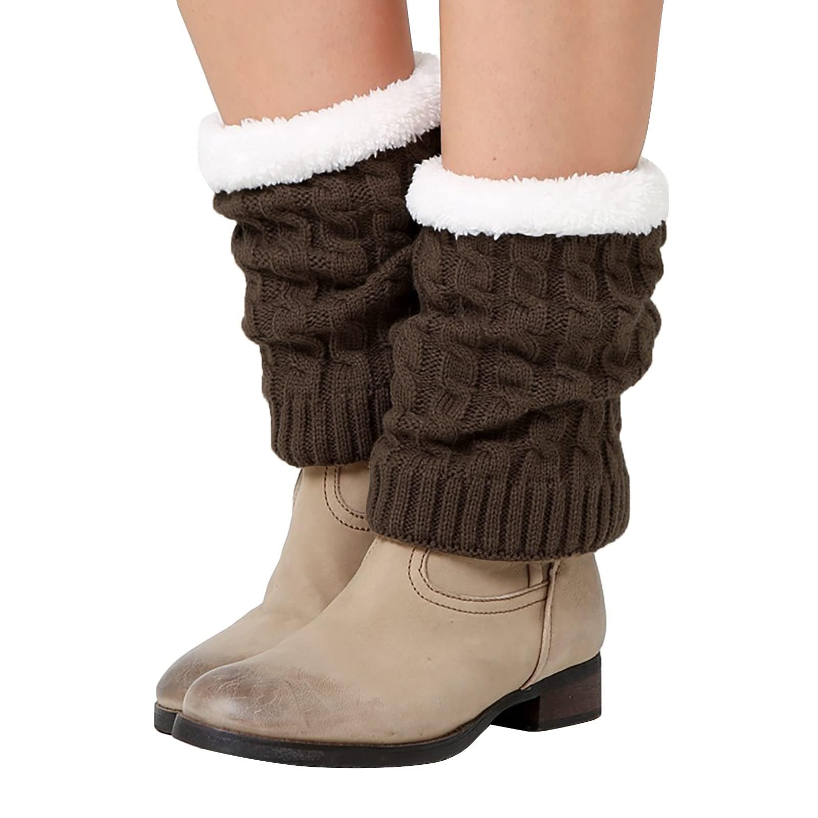 Knitted Thickened Woolen Knee Warmers,Womens Short Boots Socks Crochet Knitted Boot Cuffs Leg Warmers Socks