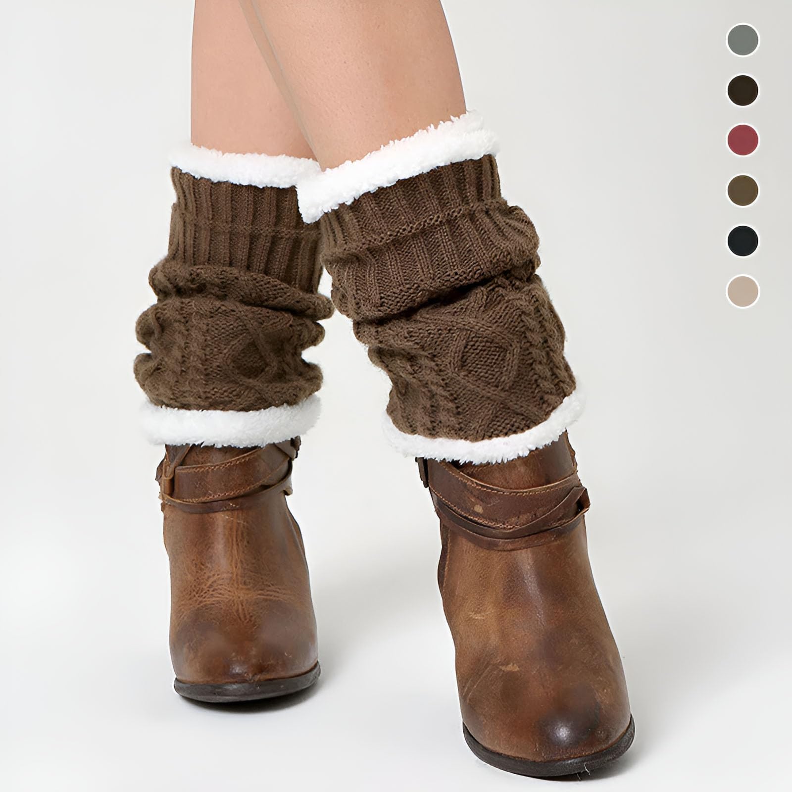 Knitted Thickened Woolen Knee Warmers,Womens Short Boots Socks Crochet Knitted Boot Cuffs Leg Warmers Socks