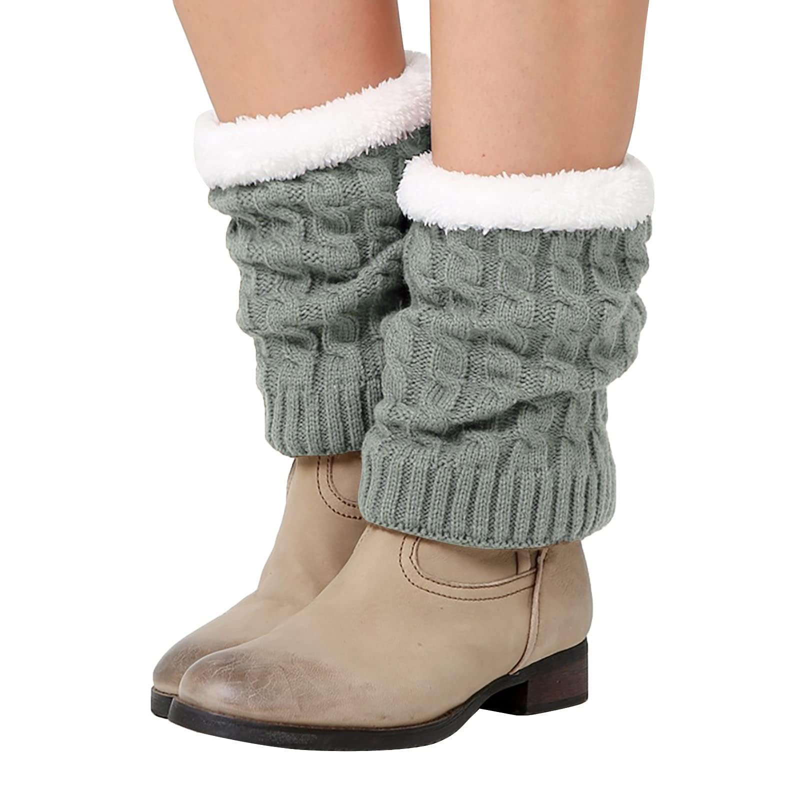 Knitted Thickened Woolen Knee Warmers,Womens Short Boots Socks Crochet Knitted Boot Cuffs Leg Warmers Socks