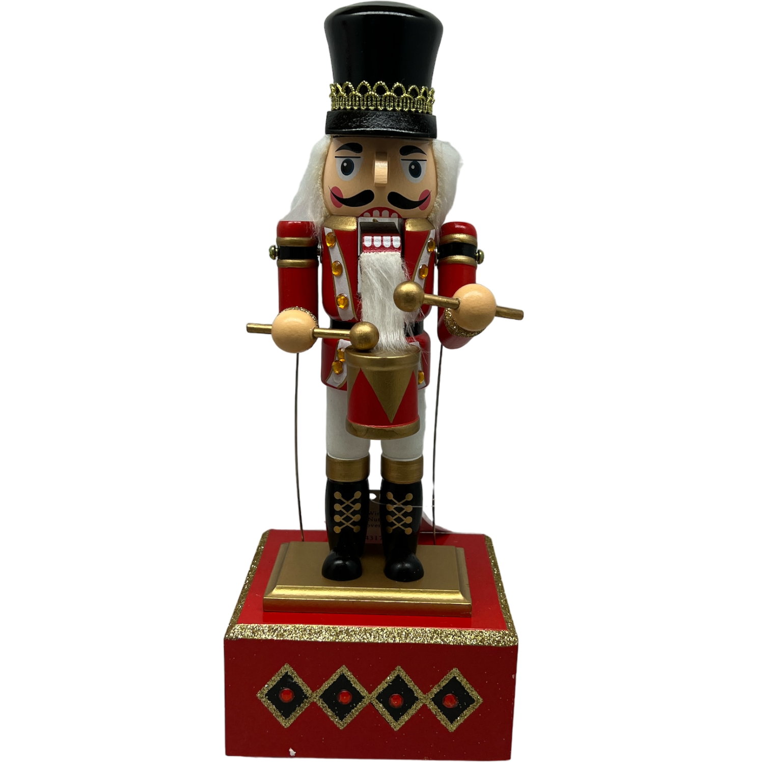 Wood Wind-Up Musical Nutcracker Figurine with Movement - Black Hat