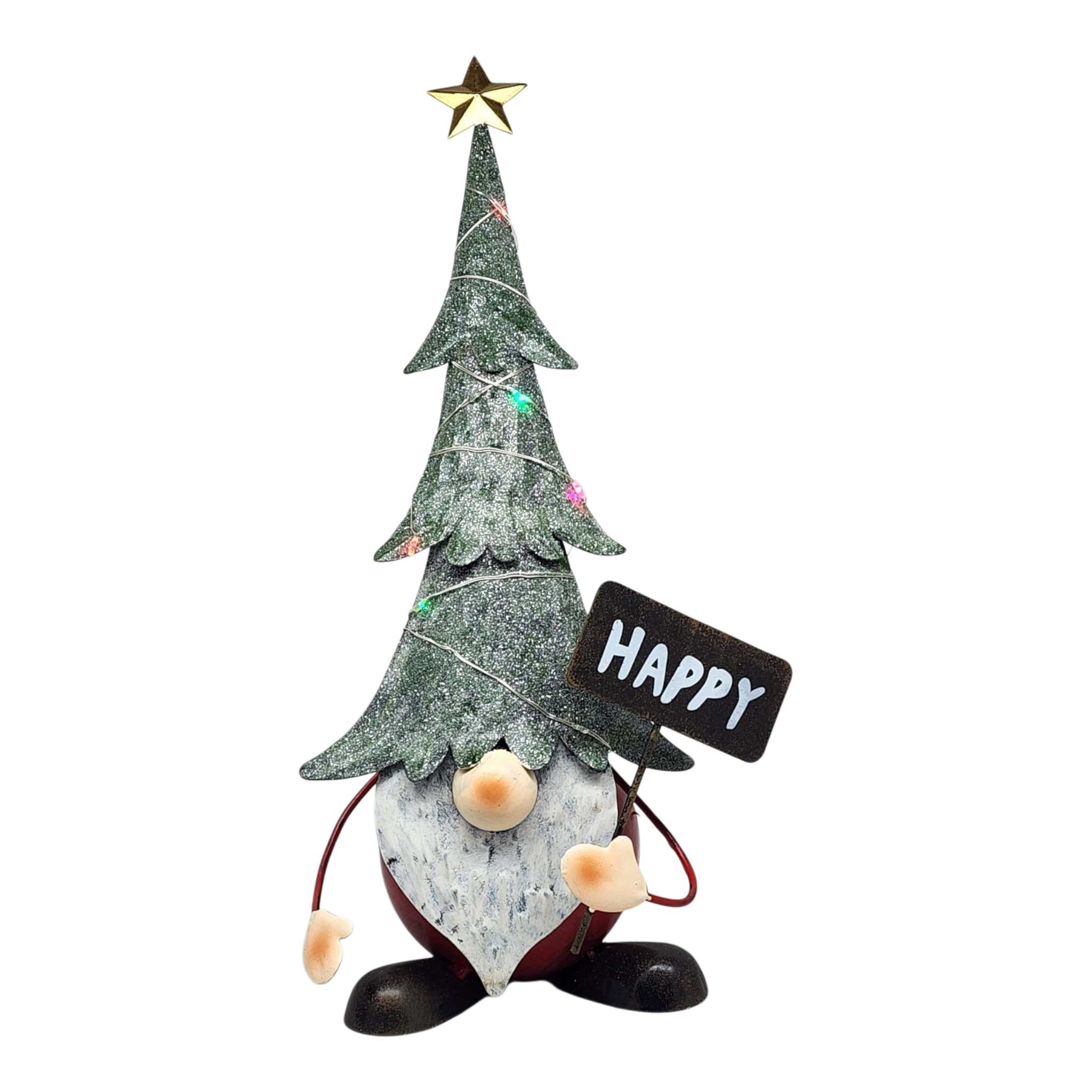 Lighted Metal Gnome Figurine -