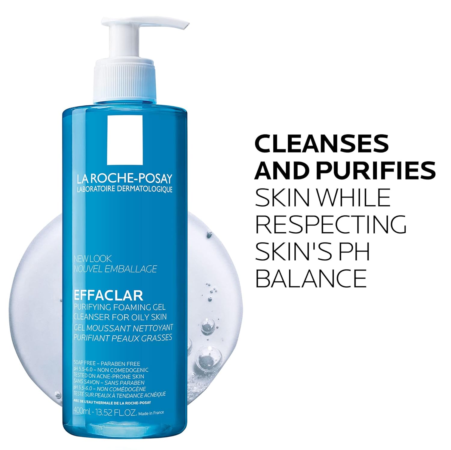 La Roche-Posay Effaclar Purifying Foaming Gel Cleanser for Oily Skin, With Zinc Pidolate To Remove Excess Oil & Shine, Alcohol Free & Oil Free, Face Wash For Oily Skin, Sensitive Skin Tested