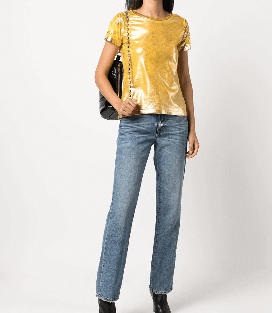 Metallic Coated Cotton T-Shirt