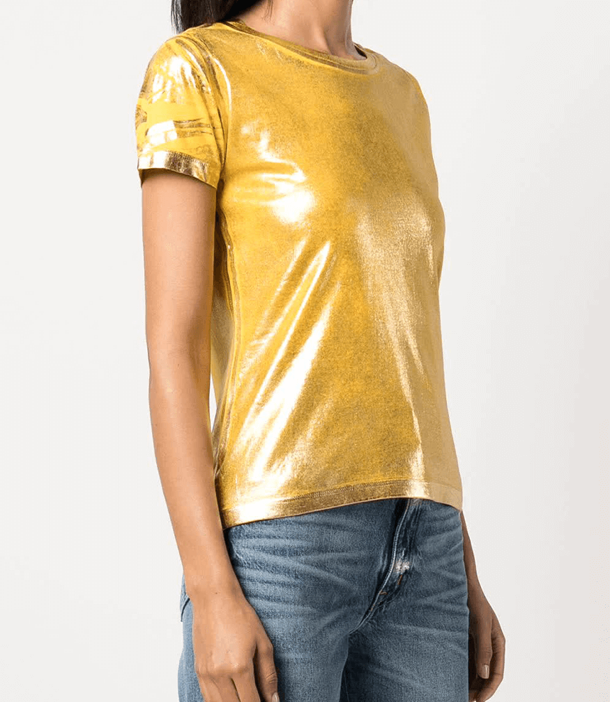 Metallic Coated Cotton T-Shirt