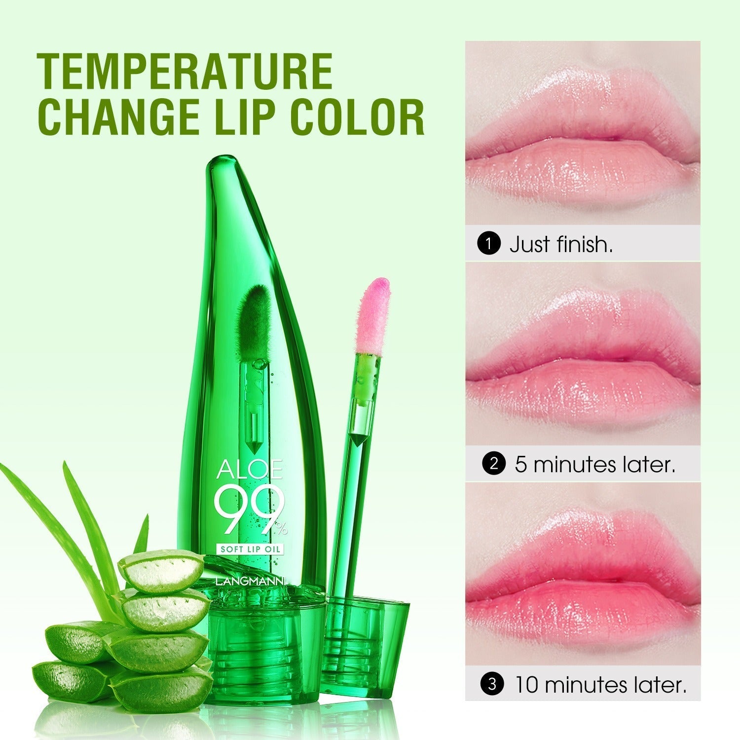 langmannni Aloe vera lip gloss, temperature-sensitive color-changing lip glaze, moisturizing and protective lipstick, lip oil