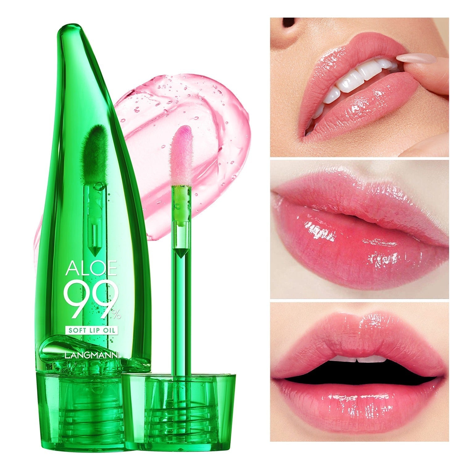 langmannni Aloe vera lip gloss, temperature-sensitive color-changing lip glaze, moisturizing and protective lipstick, lip oil