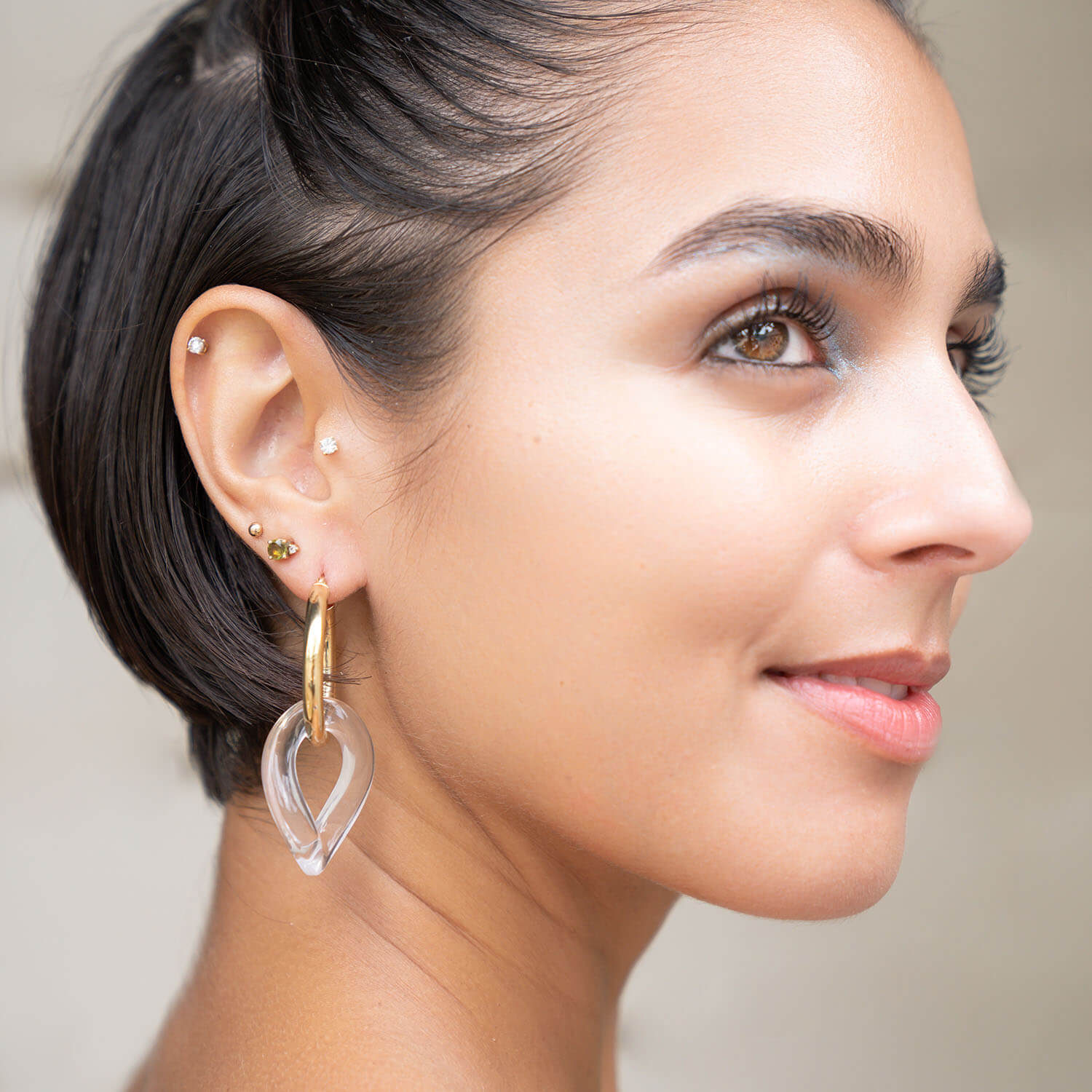Lucite Curb Link Hoop Earrings