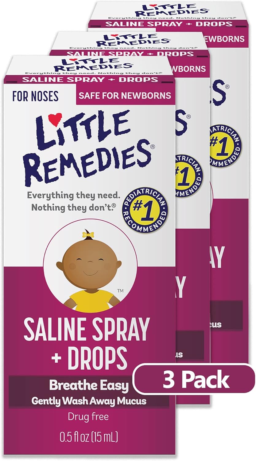 Little Remedies, Saline Nasal Spray and Saline Drops for Baby and Newborn, 0.5 Fl Oz, 3 Pack