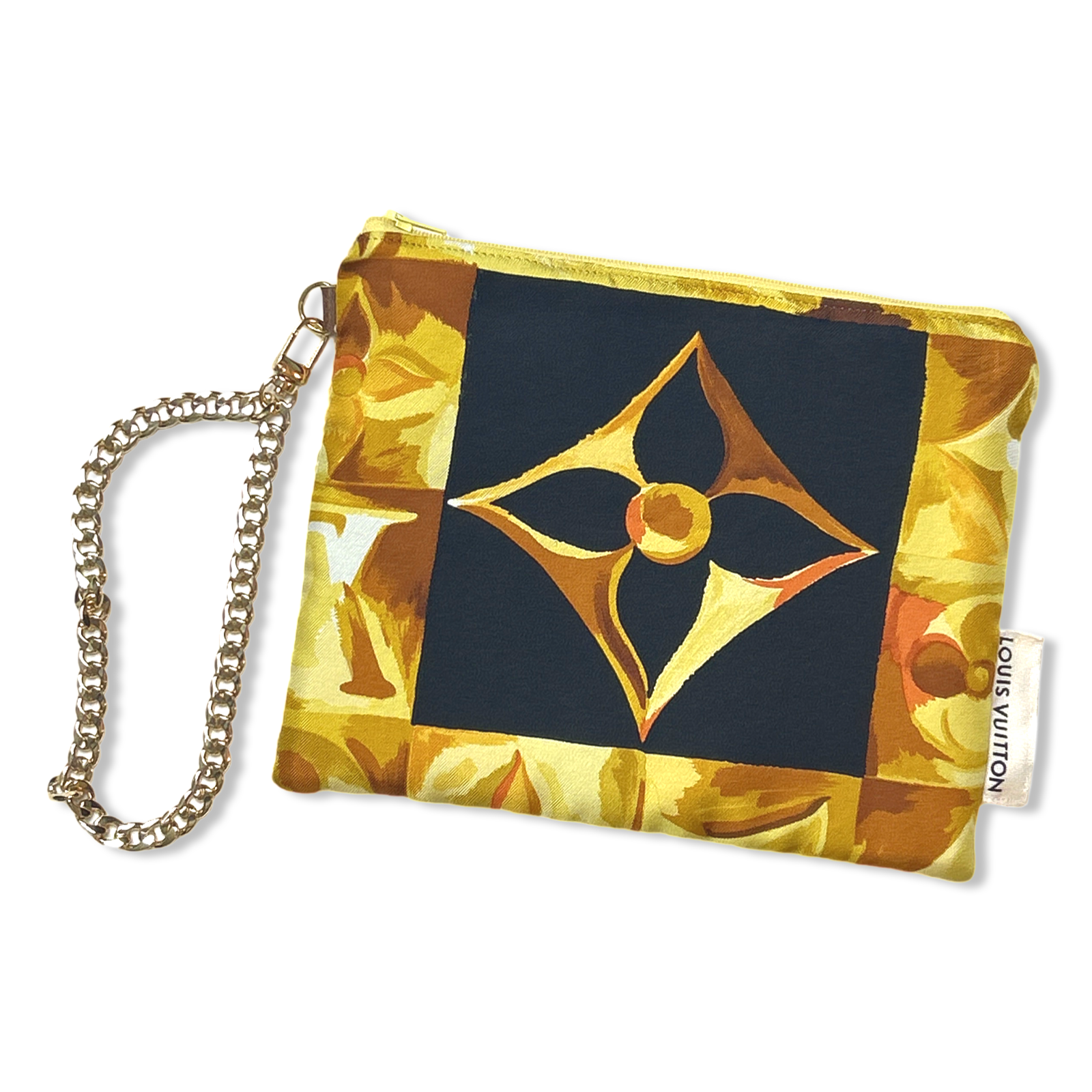 Au Fils du Temps Logo Vintage Silk Scarf Wristlet Bag