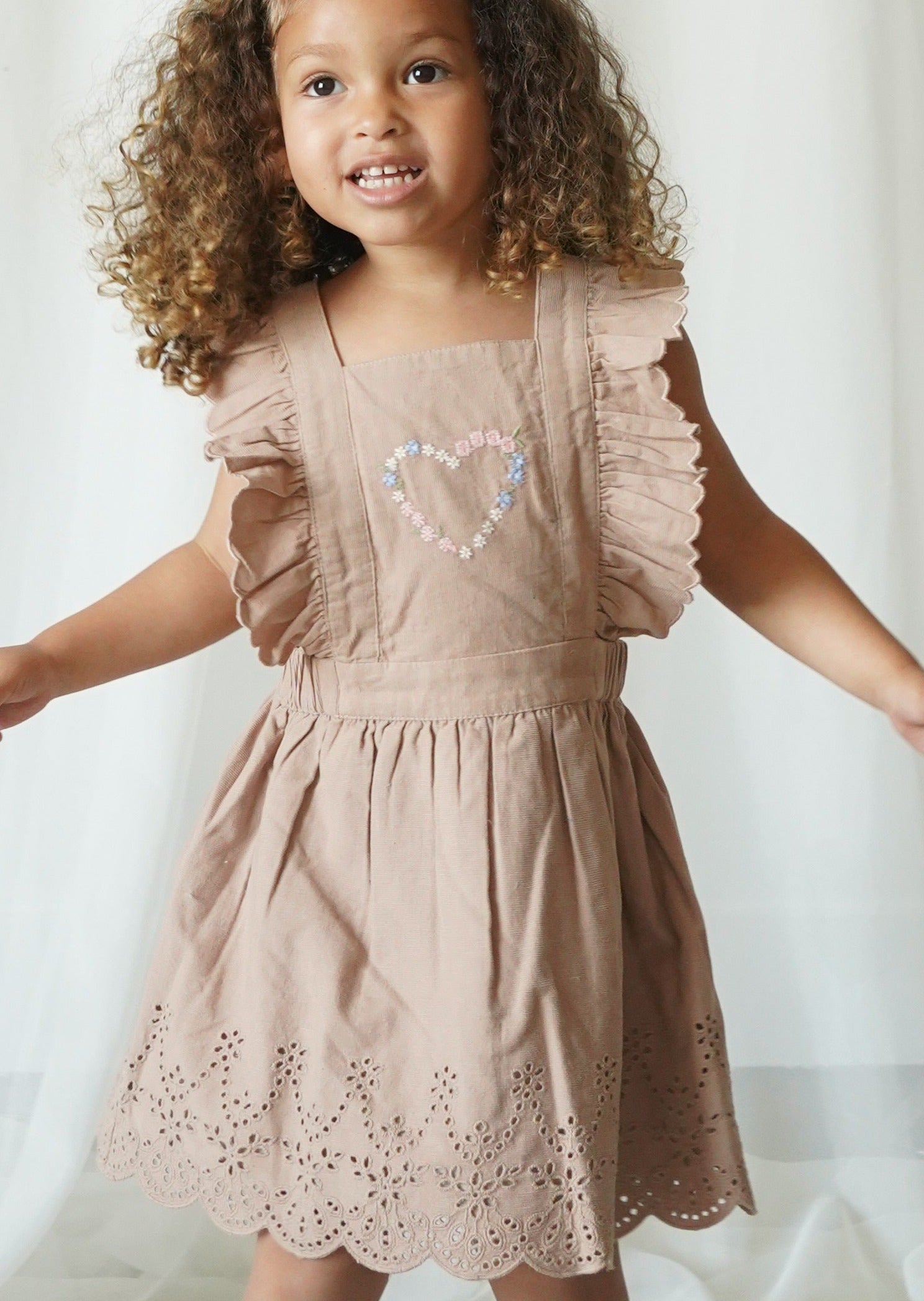 Baby Corduroy Cotton Anglaise Dress - Wistful Mauve