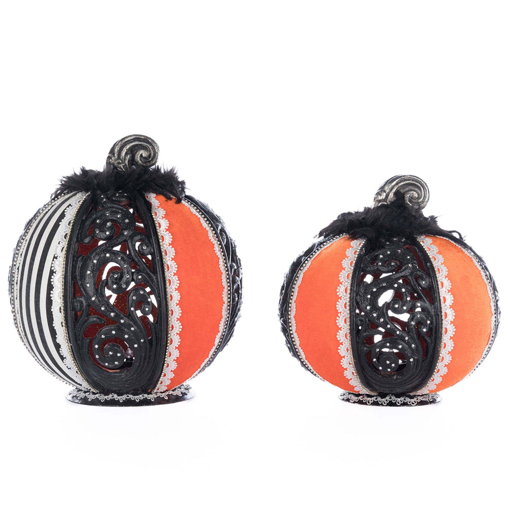 Macabre Pumpkins with Tea Lights Set of 2 by Katherine's Collection