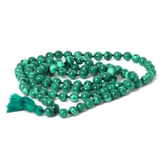 Malachite Mala Beads Necklace - 108 count by OMSutra