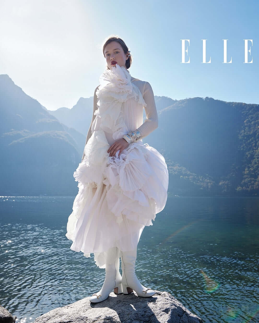 White Tall Lock Boot