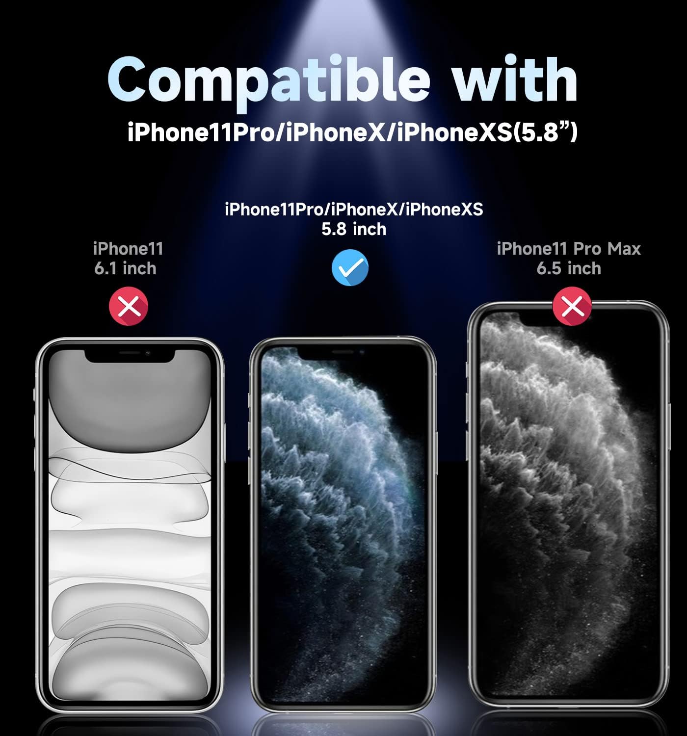 MAGIC JOHN 2 Pack for iPhone 11 Pro/iPhone X/iPhone XS 5.8 inch Privacy Glass Screen Protector, Auto Dust-Elimination Installation, Bubble Free, Easy Installation