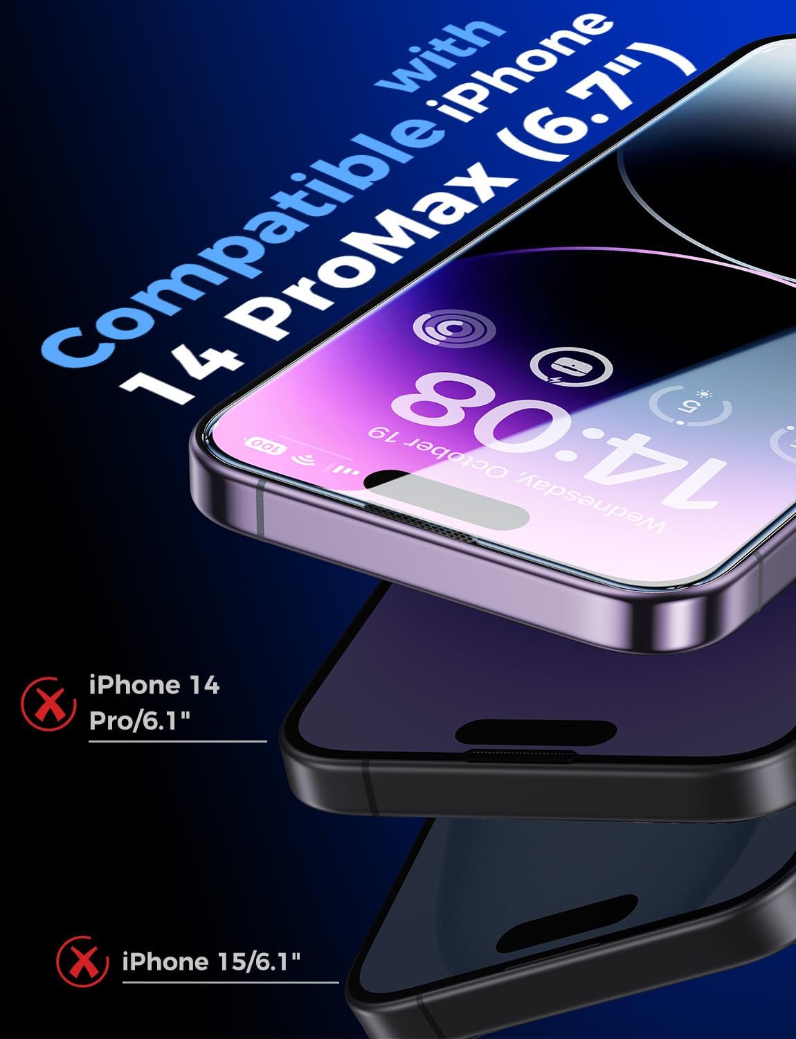 MAGIC JOHN 2 Pack for iPhone 14 Pro Max 6.7 inch Tempered Glass Screen Protector, Auto Dust-Elimination Installation, Bubble Free, Dynamic Island Compatible, HD Clear, Easy Installation