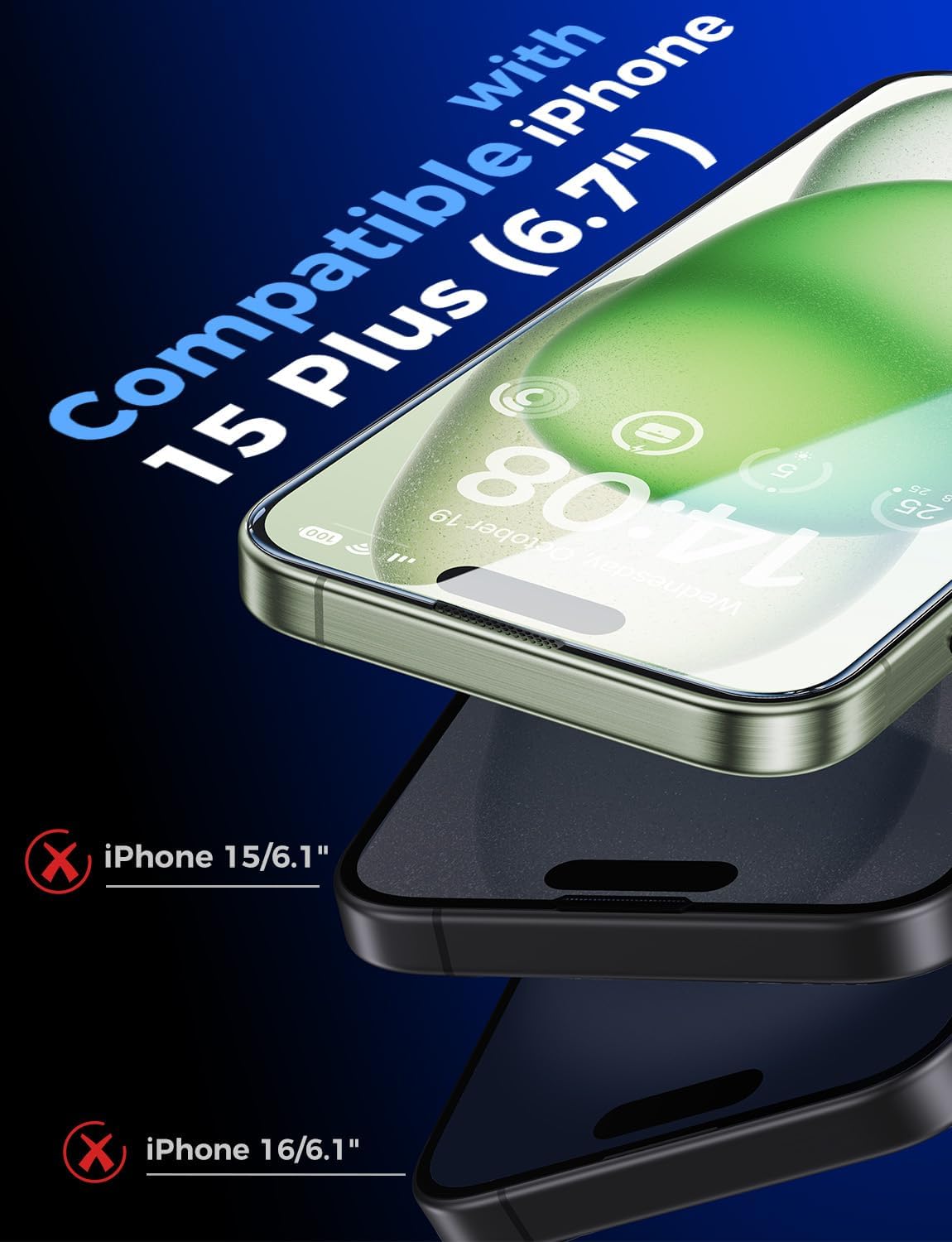 MAGIC JOHN 2 Pack for iPhone 15 Plus 6.7 inch Tempered Glass Screen Protector, Auto Dust-Elimination Installation, Bubble Free, Dynamic Island Compatible, HD Clear, Easy Installation