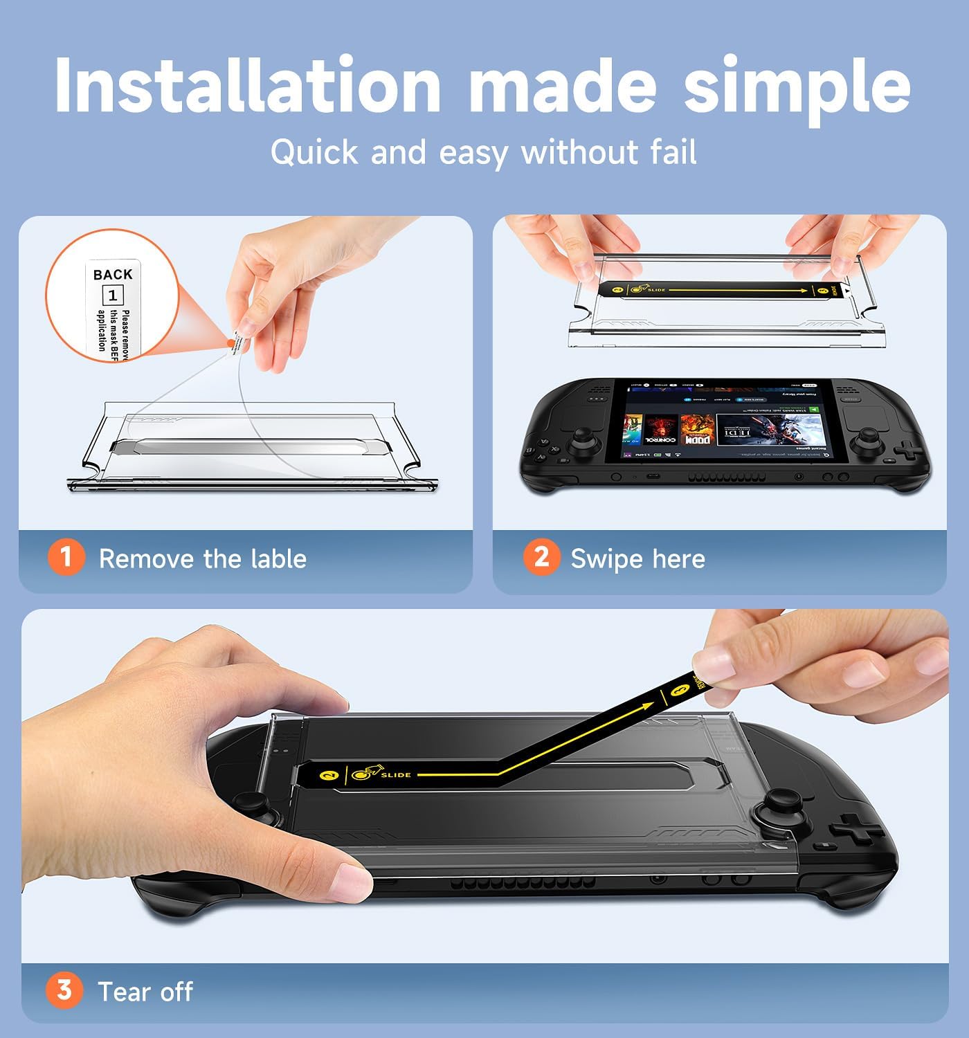 MAGIC JOHN 2 Pack for Steam Deck/Steam Deck Oled Tempered Glass Screen Protector, Bubble Free, HD Clear, Easy Installation