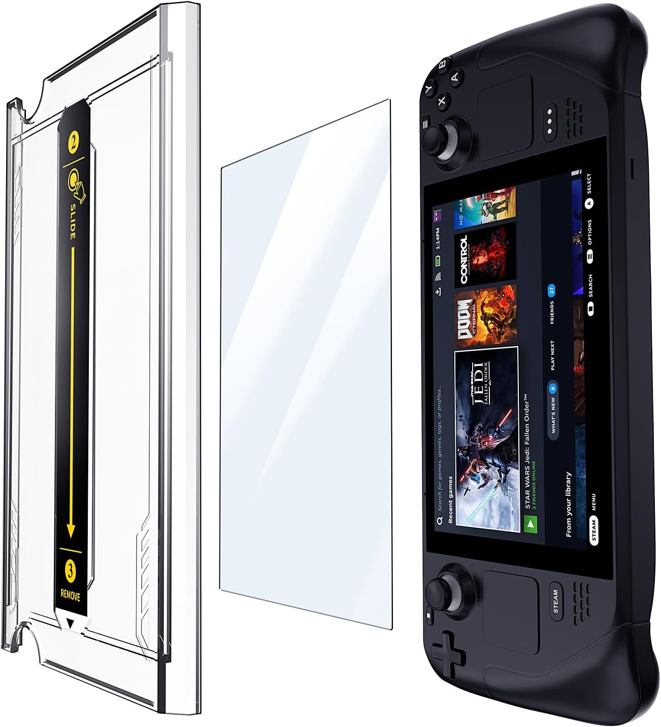 MAGIC JOHN 2 Pack for Steam Deck/Steam Deck Oled Tempered Glass Screen Protector, Bubble Free, HD Clear, Easy Installation