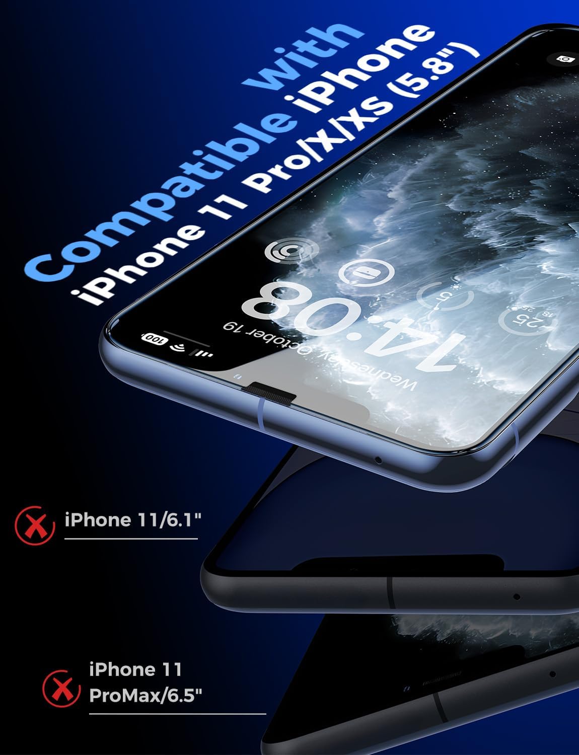 MAGIC JOHN 2 Pack Tempered Glass Screen Protector for iPhone 11 Pro/X/XS, Auto Dust-Elimination Installation, Bubble Free, HD Clear, Easy Installation