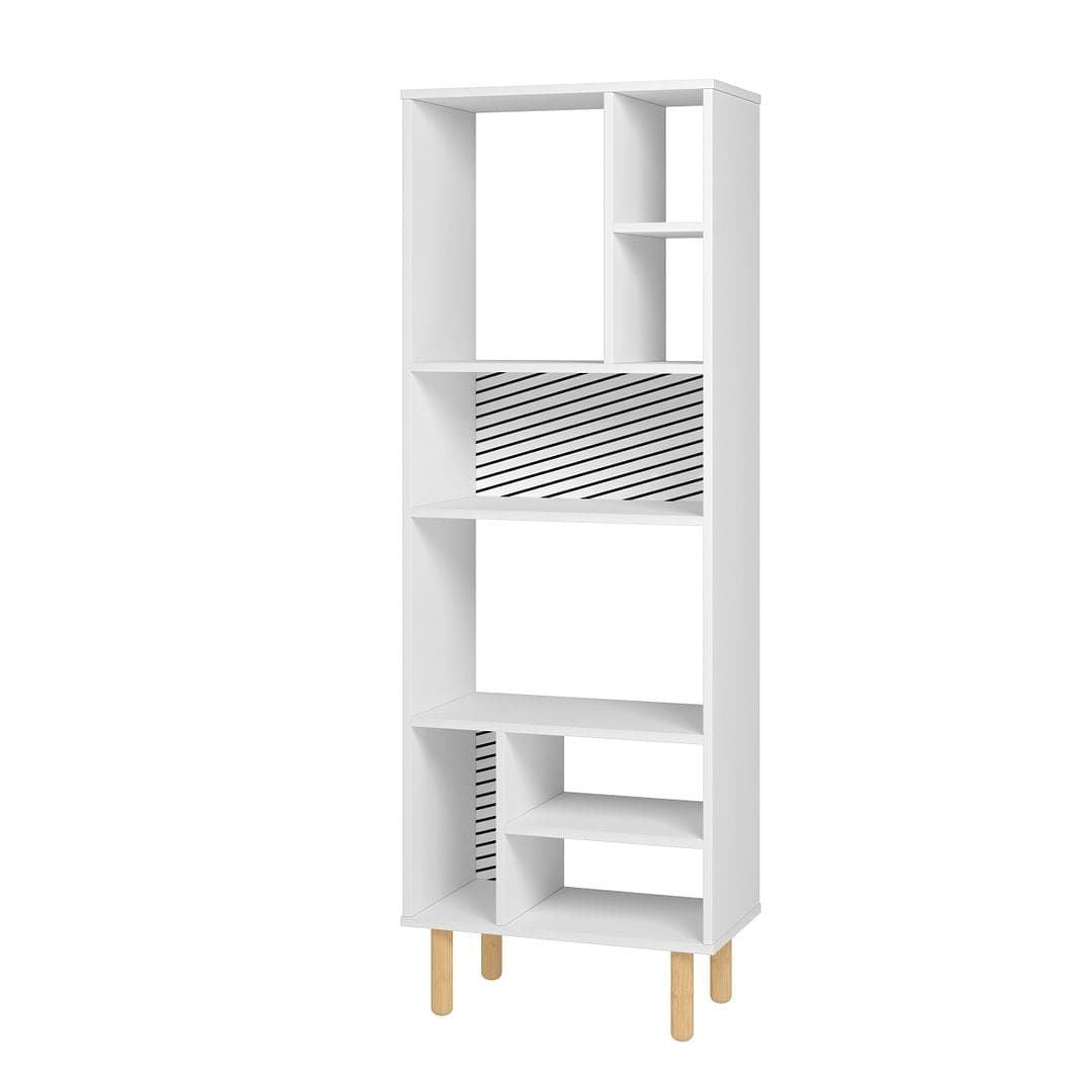 Manhattan Comfort Essex 60.23 Decor Bookcase with 8 Shelves in White and Zebra