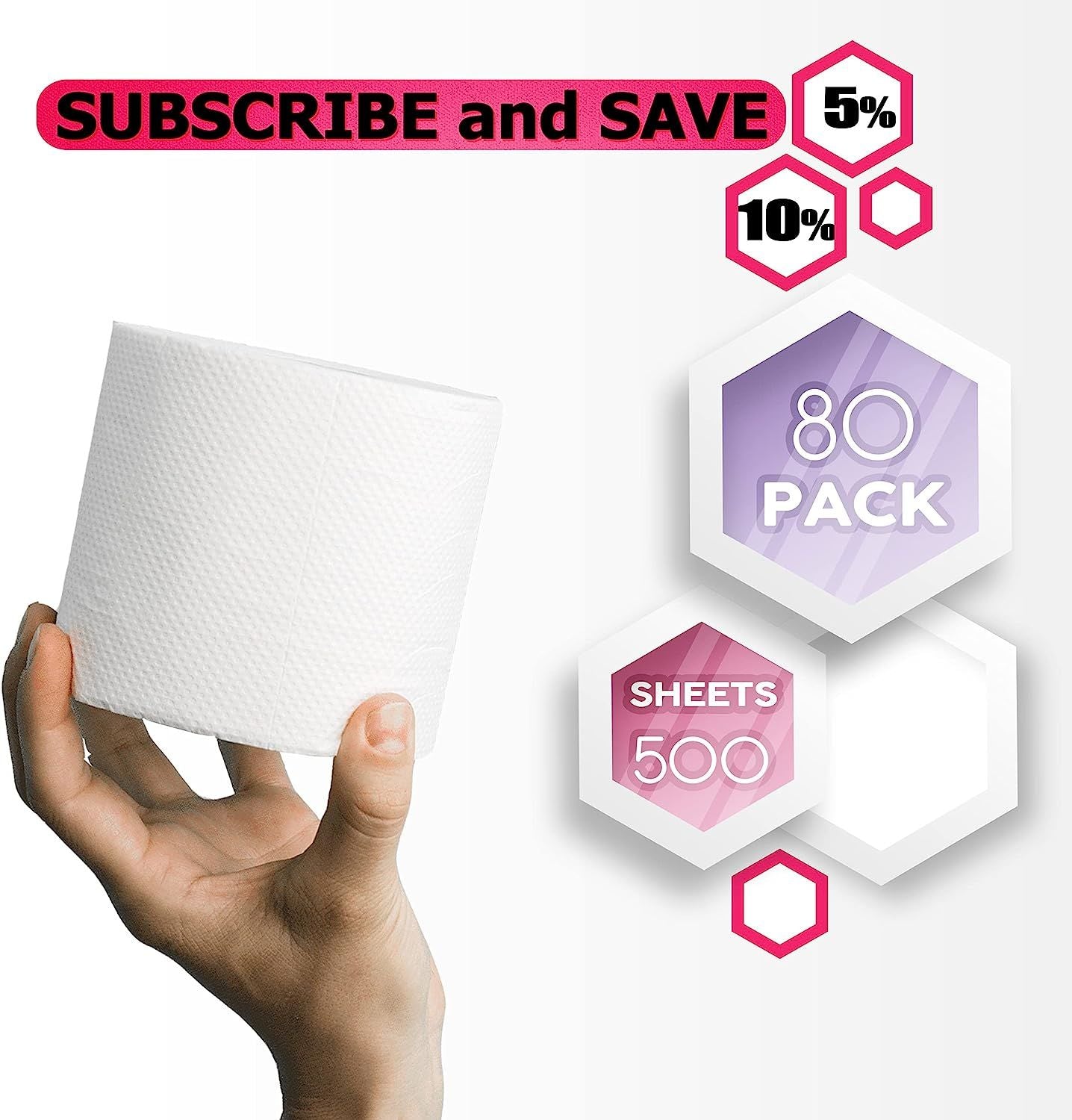 McKesson Toilet Paper Roll. Pack of 80 Tissue Paper 4" x 4.5" White 2-Ply Ultra-Soft Toilet Tissue Standard Size Cored Roll 500 Sheets Bathroom Tissue for Home; Offices; Clinics