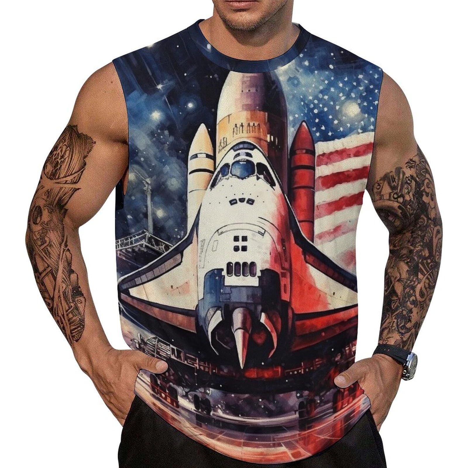 Mens American Flag Tank Top Summer Sleeveless Shirts 4th of July Gym Beach Novelty Workout Tees