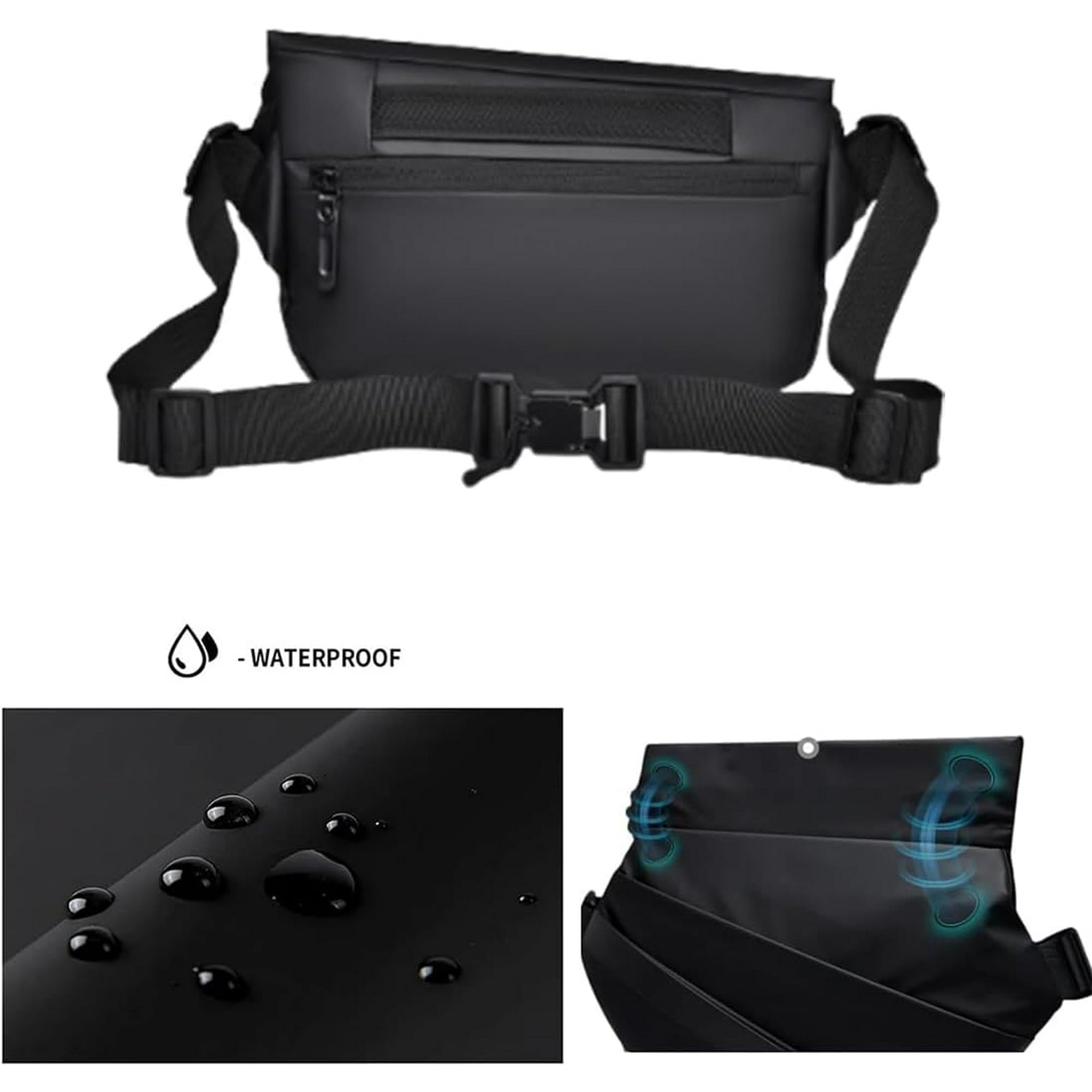 Mens Large Sling Bag Sling Bag Stylish Crossbody Bag,New Men's Crossbody Bags Fashion Waterproof Sports Bag (black)