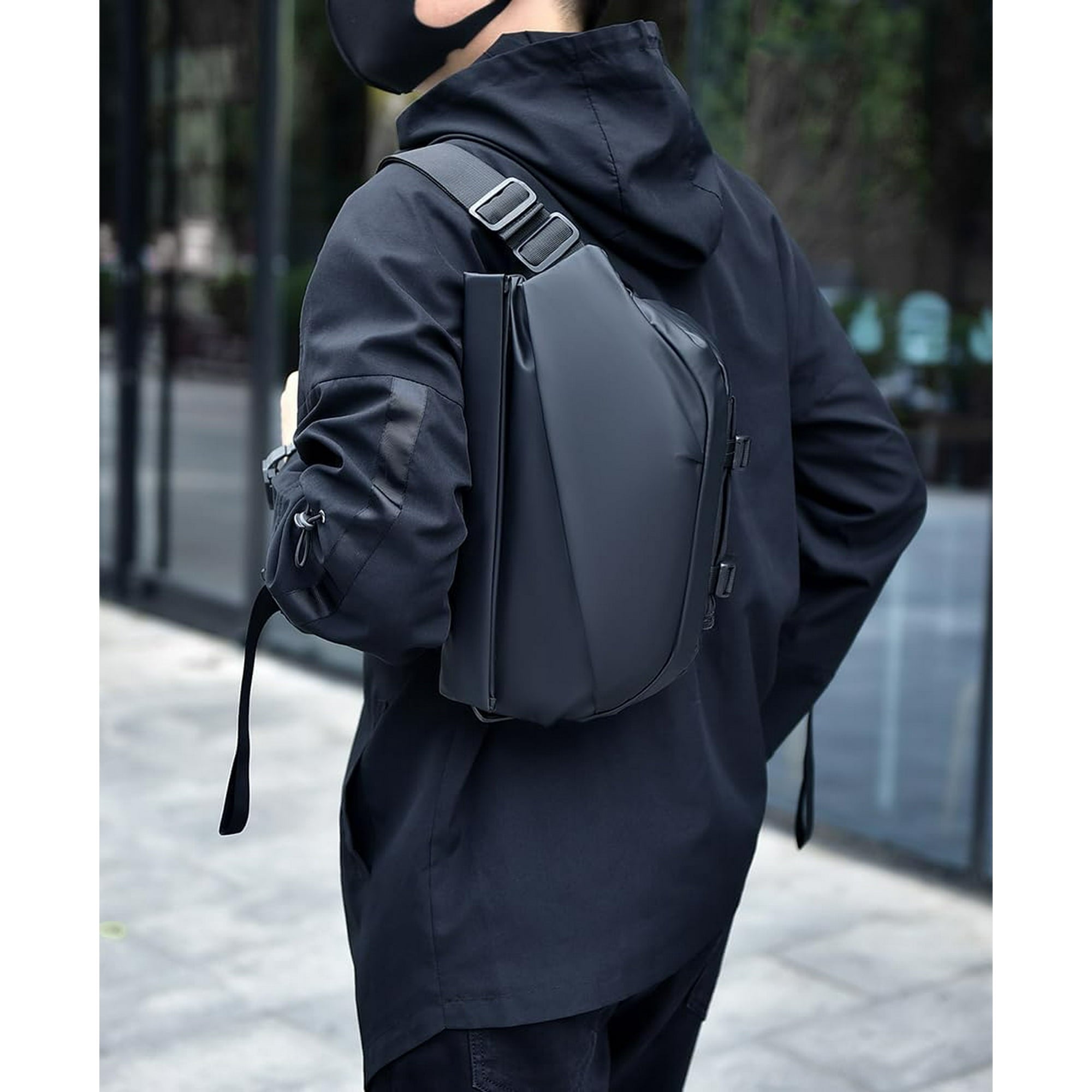 Mens Large Sling Bag Sling Bag Stylish Crossbody Bag,New Men's Crossbody Bags Fashion Waterproof Sports Bag (black)