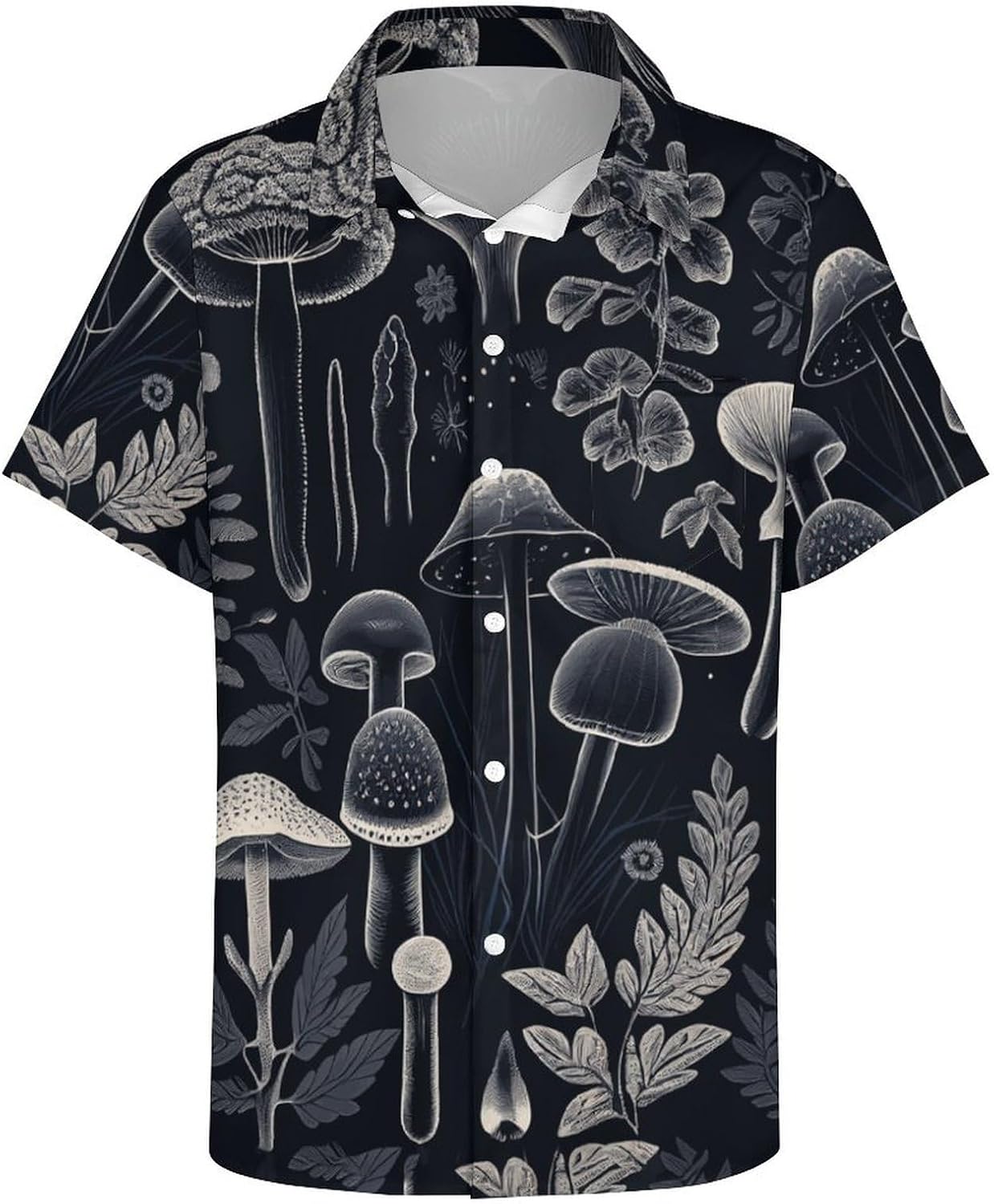 Mens Mushroom Button Down Shirt Short Sleeve Shirts Novelty Hawaiian Holiday Summer Funny Tops