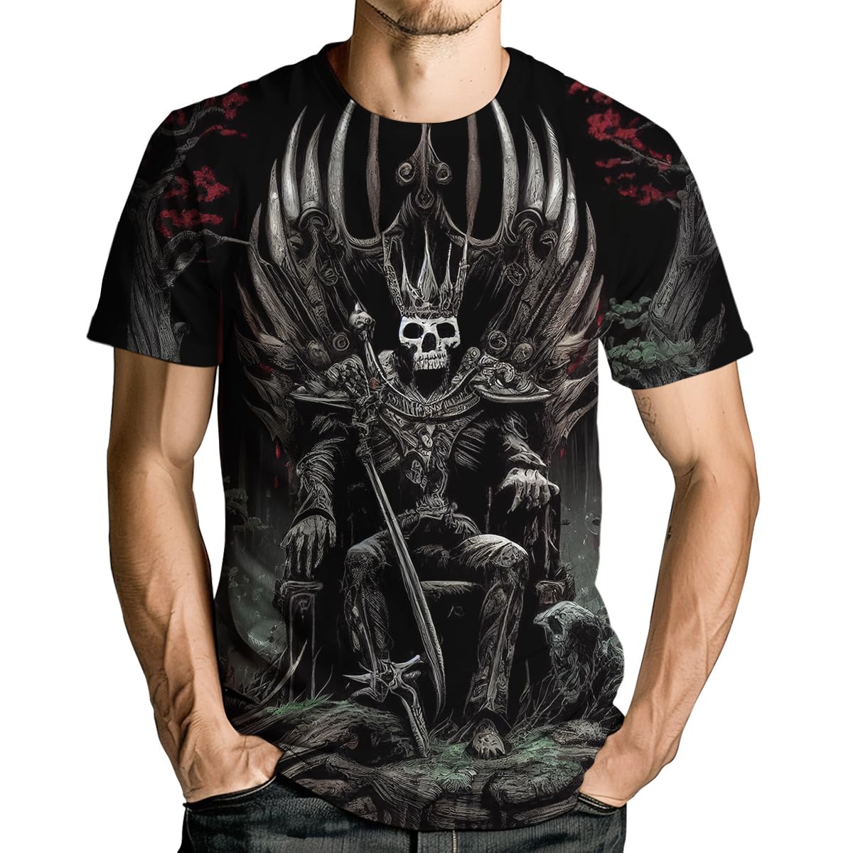 Men's Skull Graphic Tshirt 3D Print Skeleton Shirt for Men Funny Skull Tees Top