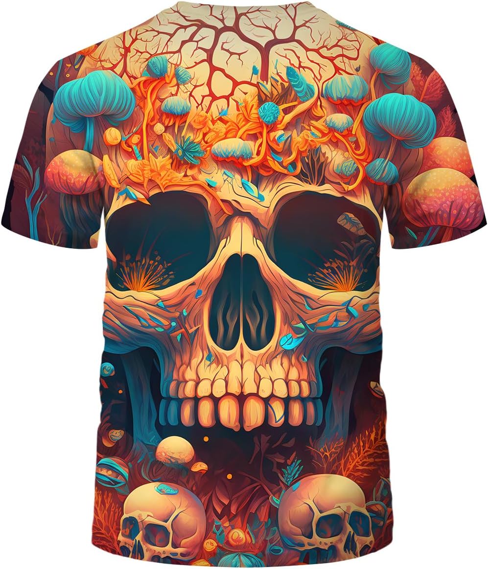 Men's Skull Graphic Tshirt 3D Print Skeleton Shirt for Men Funny Skull Tees Top