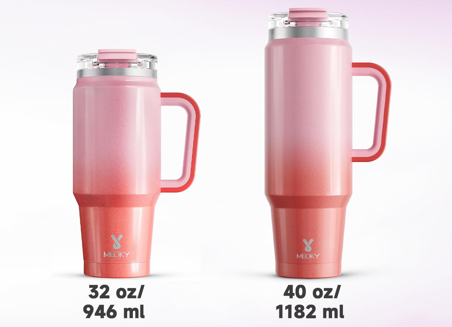 Meoky 40 oz Tumbler with Handle and Straw, Insulated Tumbler with Lid and Straw, Stainless Steel Travel Mug, Keeps Cold for 34 Hours, 100% Leak Proof, Fits in Car Cup Holder (Night)