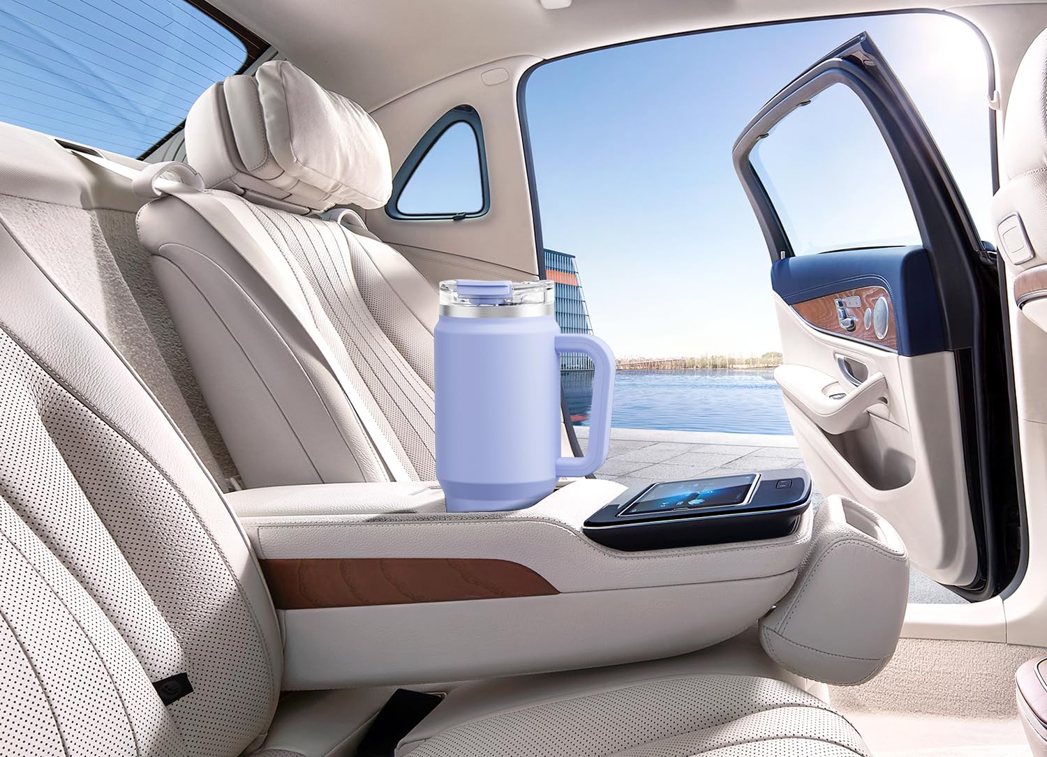 Meoky 40 oz Tumbler with Handle and Straw, Insulated Tumbler with Lid and Straw, Stainless Steel Travel Mug, Keeps Cold for 34 Hours, 100% Leak Proof, Fits in Car Cup Holder (Night)