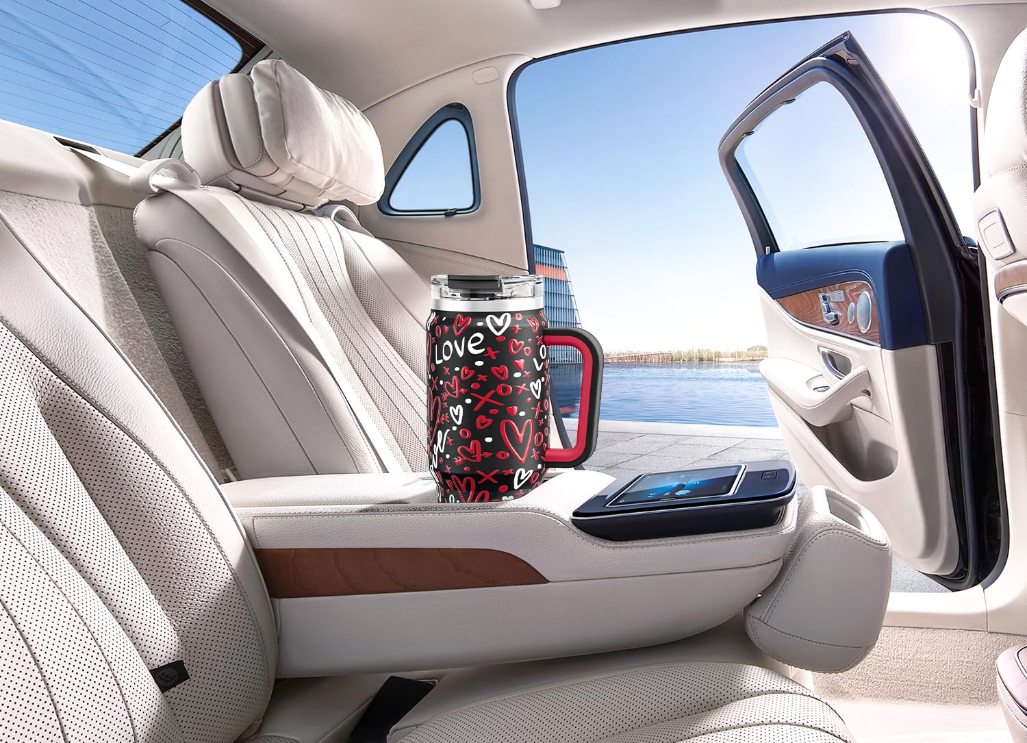 Meoky 40 oz Tumbler with Handle and Straw, Insulated Tumbler with Lid and Straw, Stainless Steel Travel Mug, Keeps Cold for 34 Hours, 100% Leak Proof, Fits in Car Cup Holder (Night)