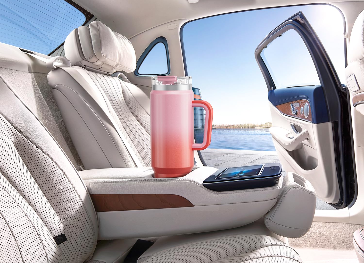 Meoky 40 oz Tumbler with Handle and Straw, Insulated Tumbler with Lid and Straw, Stainless Steel Travel Mug, Keeps Cold for 34 Hours, 100% Leak Proof, Fits in Car Cup Holder (Night)