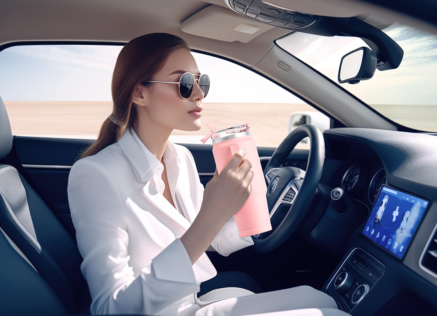 Meoky 40 oz Tumbler with Handle and Straw, Insulated Tumbler with Lid and Straw, Stainless Steel Travel Mug, Keeps Cold for 34 Hours, 100% Leak Proof, Fits in Car Cup Holder (Night)