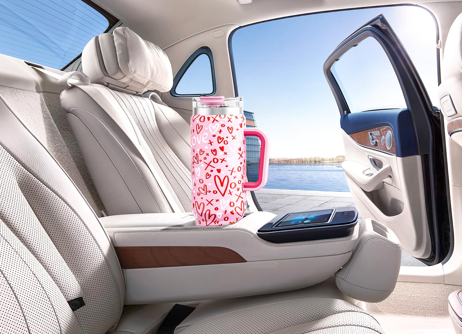 Meoky 40 oz Tumbler with Handle and Straw, Insulated Tumbler with Lid and Straw, Stainless Steel Travel Mug, Keeps Cold for 34 Hours, 100% Leak Proof, Fits in Car Cup Holder (Night)