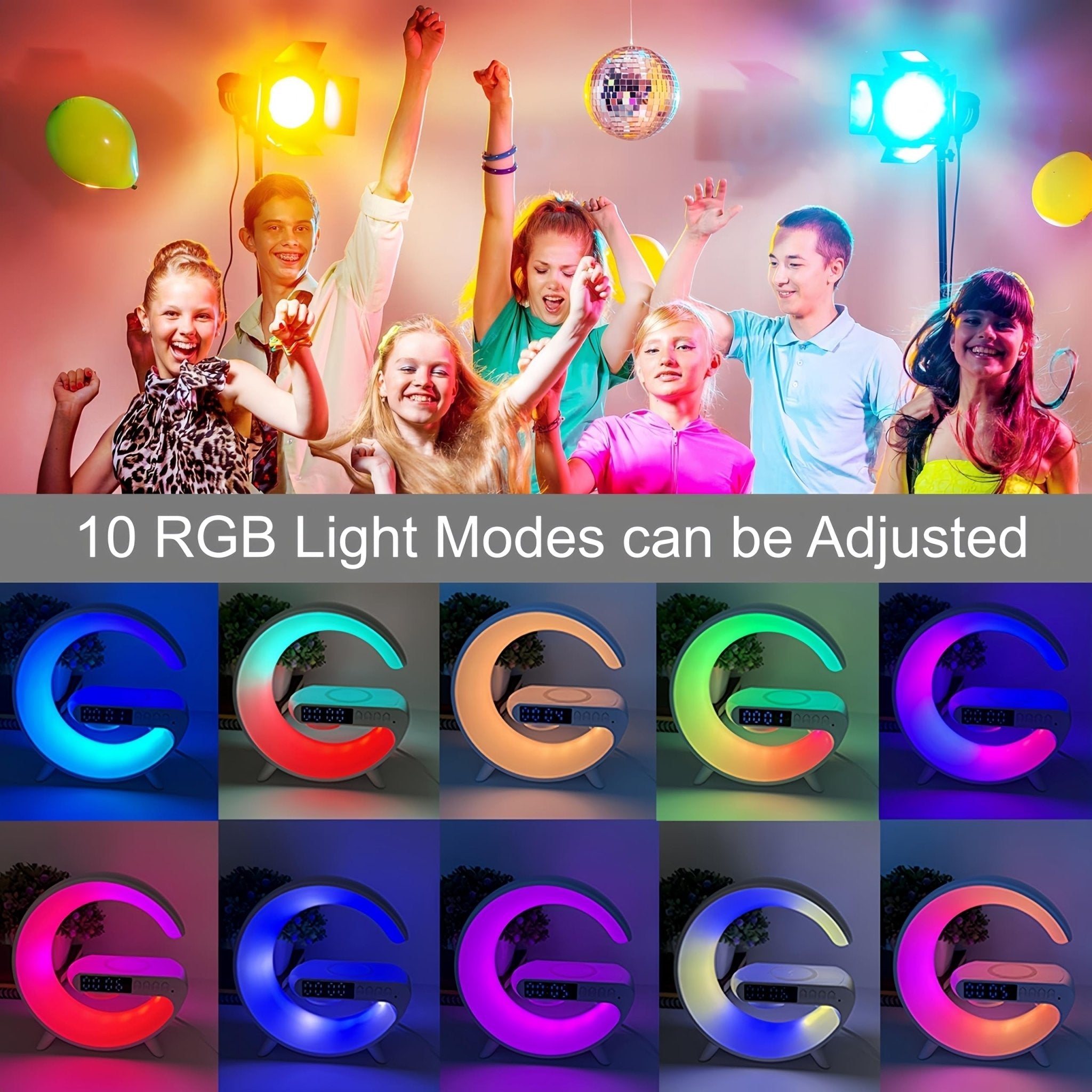 Mini G Atmosphere Lamp with Bluetooth Speaker, LED Table Lamp with Wireless Charger, Night Light Lamp Sunrise Alarm Clock, Smart Light Sound Machine for Bedroom【Mini Size 𝐆𝟔】