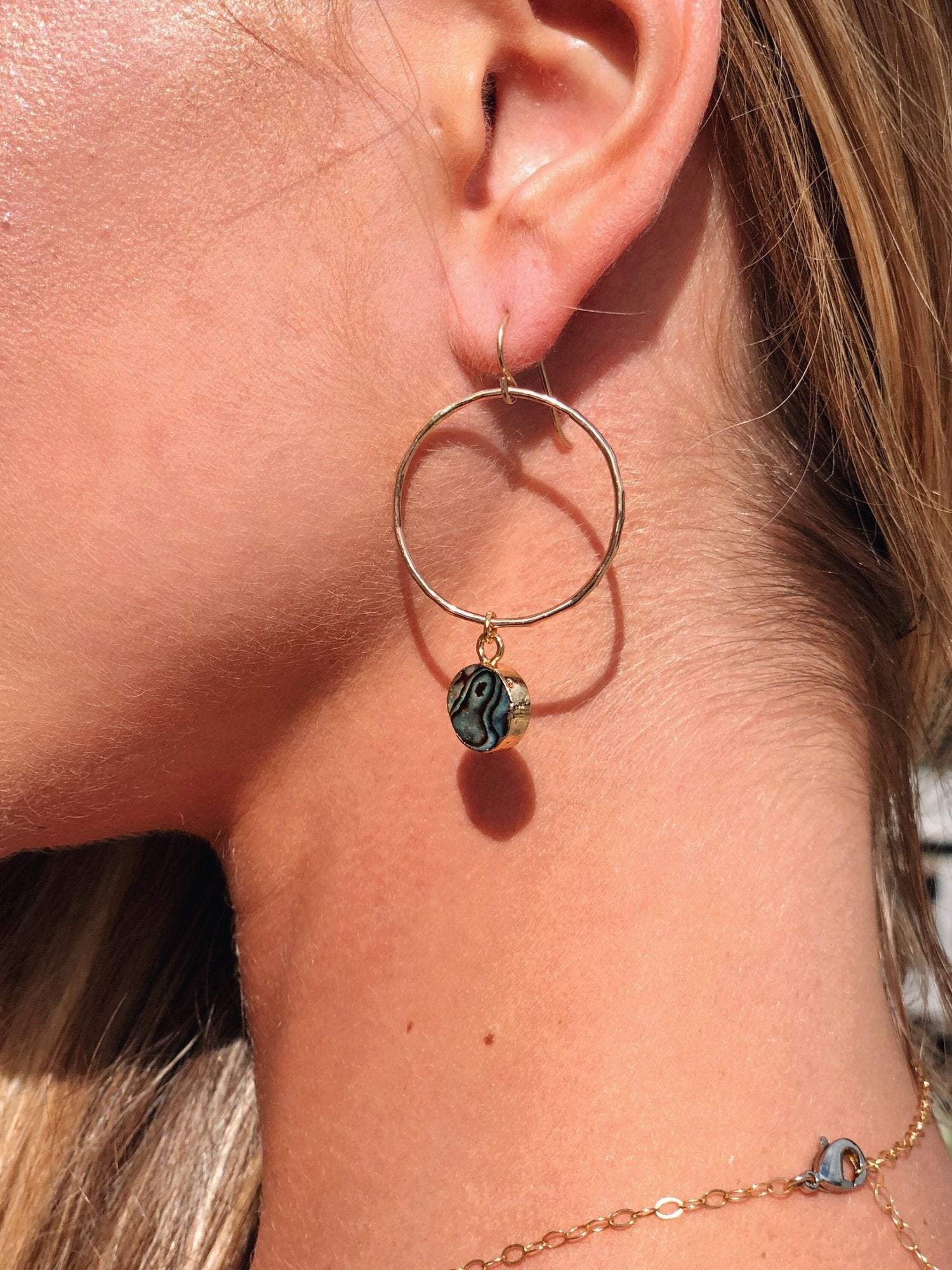 Mini Dainty Abalone Hoops by Toasted Jewelry