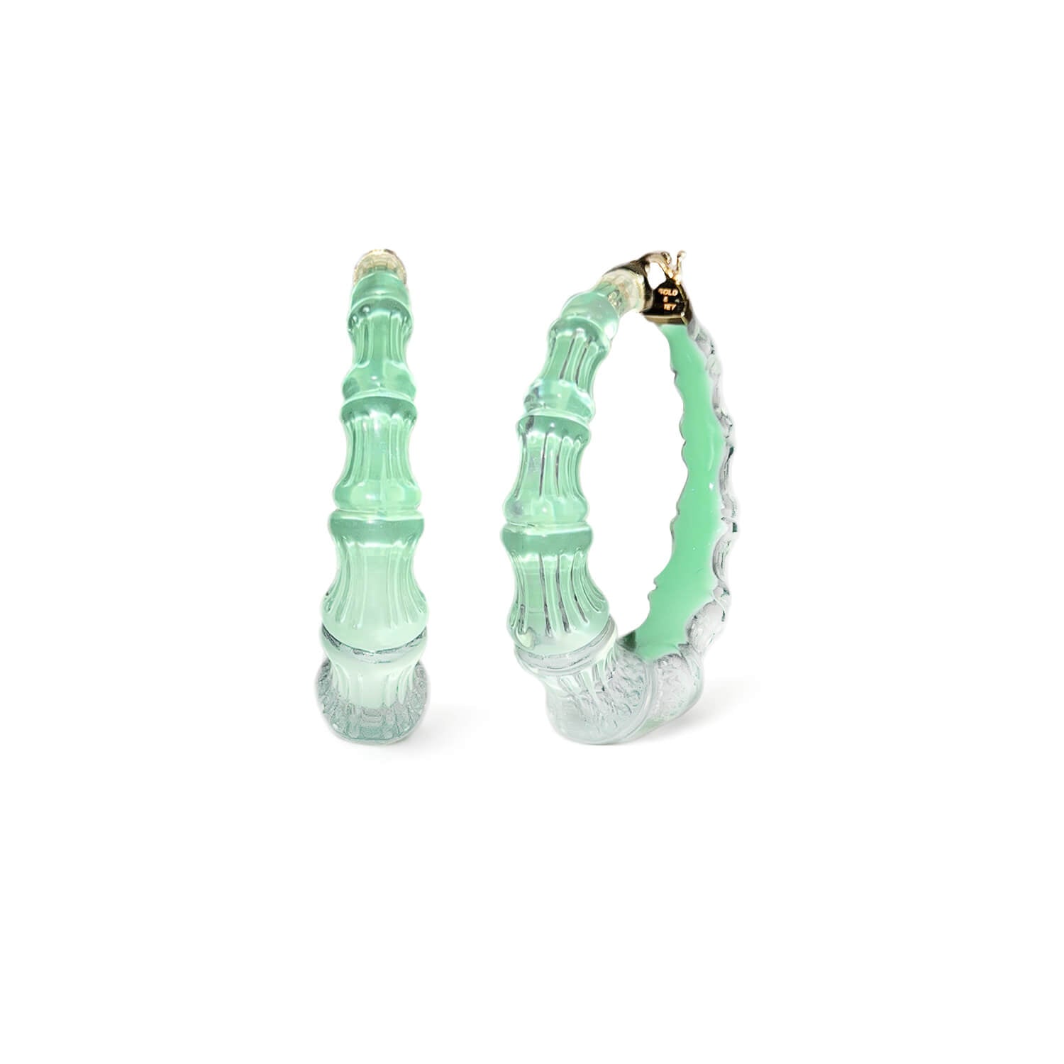 Bamboo Illusion Lucite Hoop Earrings