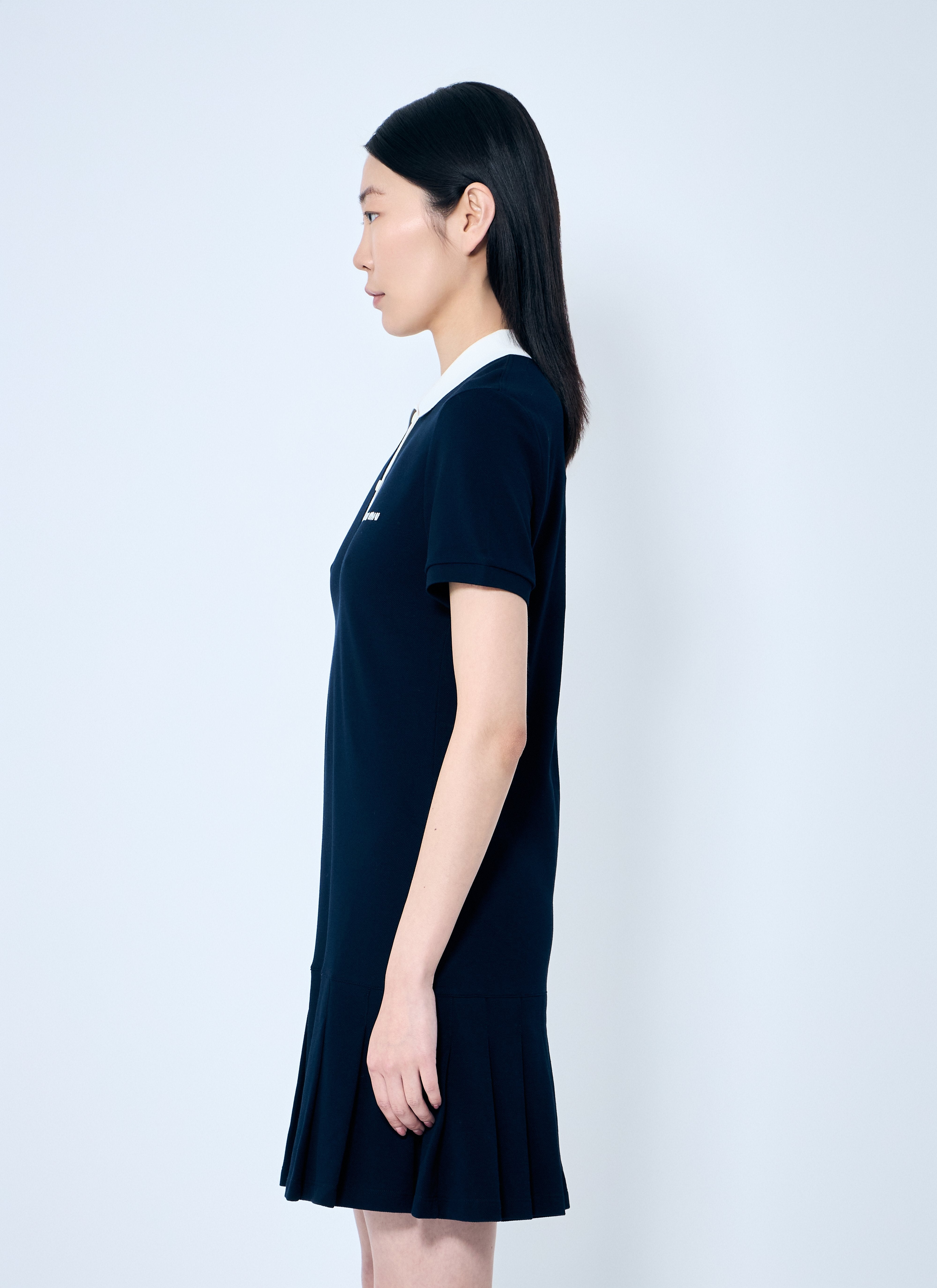 Miu Miu Women Polo Shirt Dress With Pleated Hem