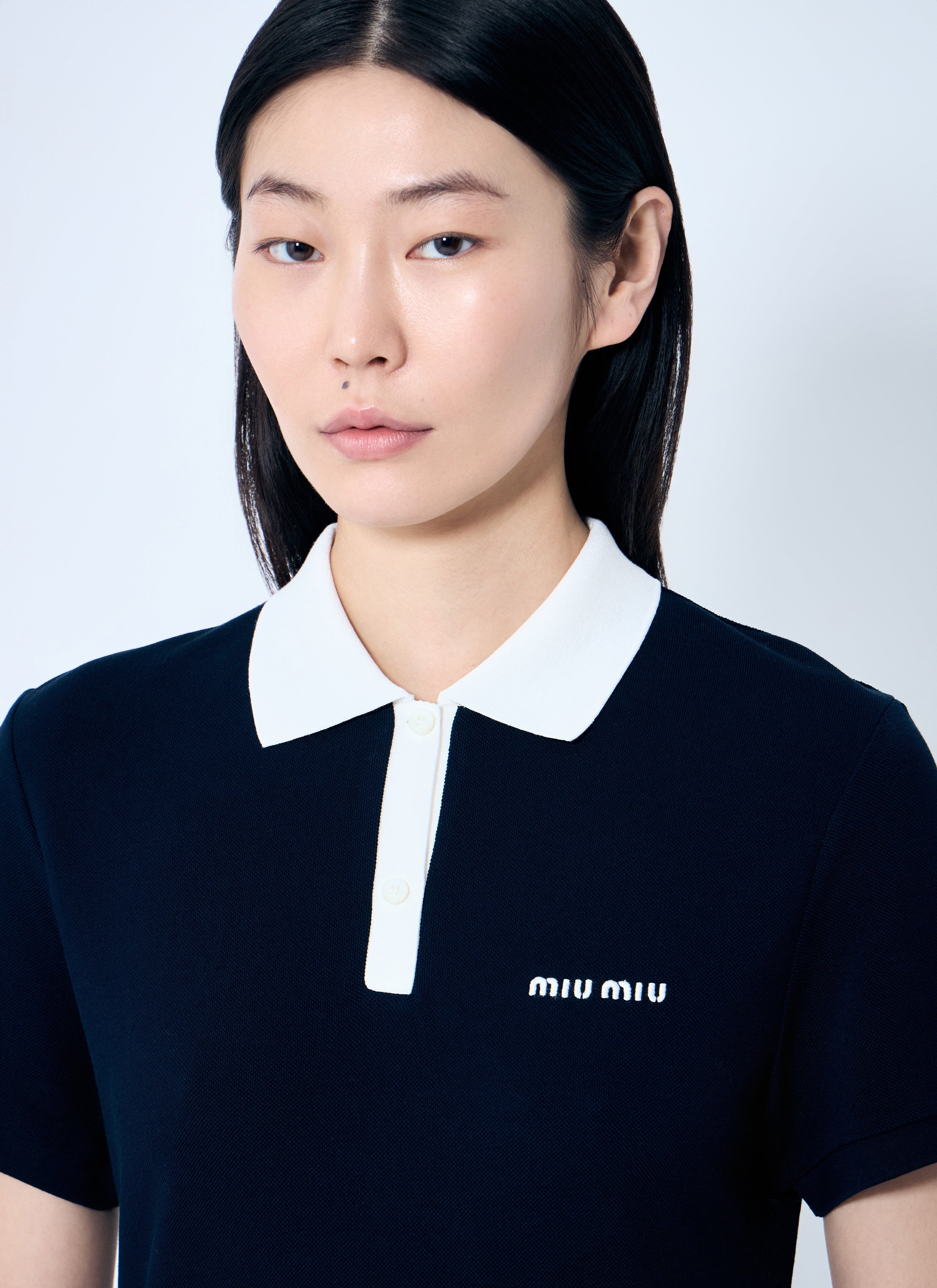 Miu Miu Women Polo Shirt Dress With Pleated Hem
