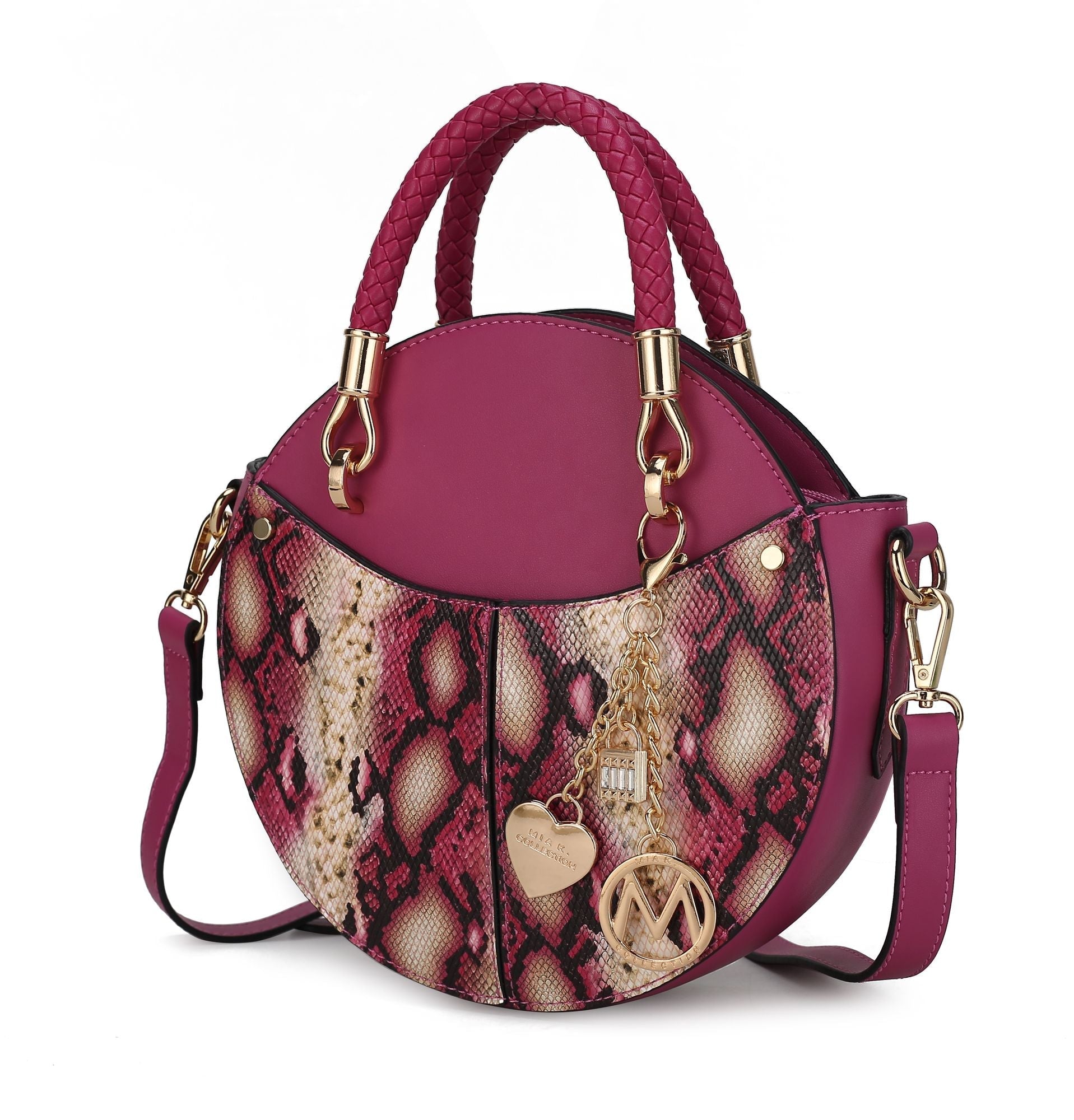 MKF Collection Camille Faux Snakeskin Vegan Leather Women Round Crossbody Bag by Mia K