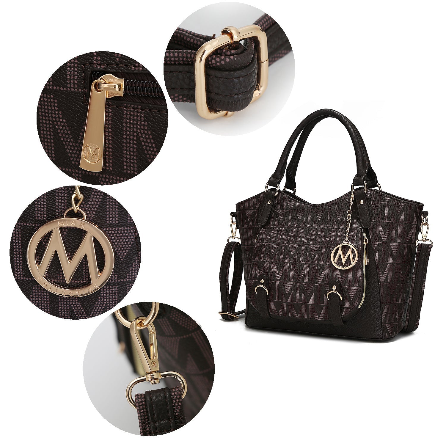 MKF Collection Fula Signature Satchel Bag by Mia Made of high-quality vegan leather