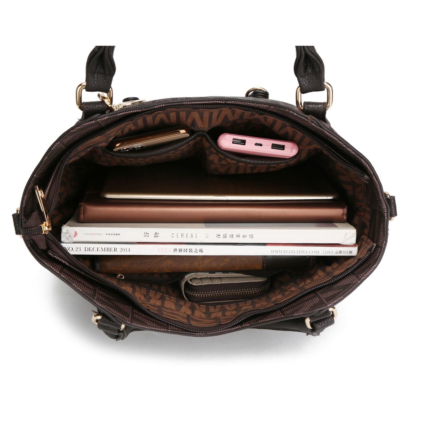 MKF Collection Fula Signature Satchel Bag by Mia Made of high-quality vegan leather