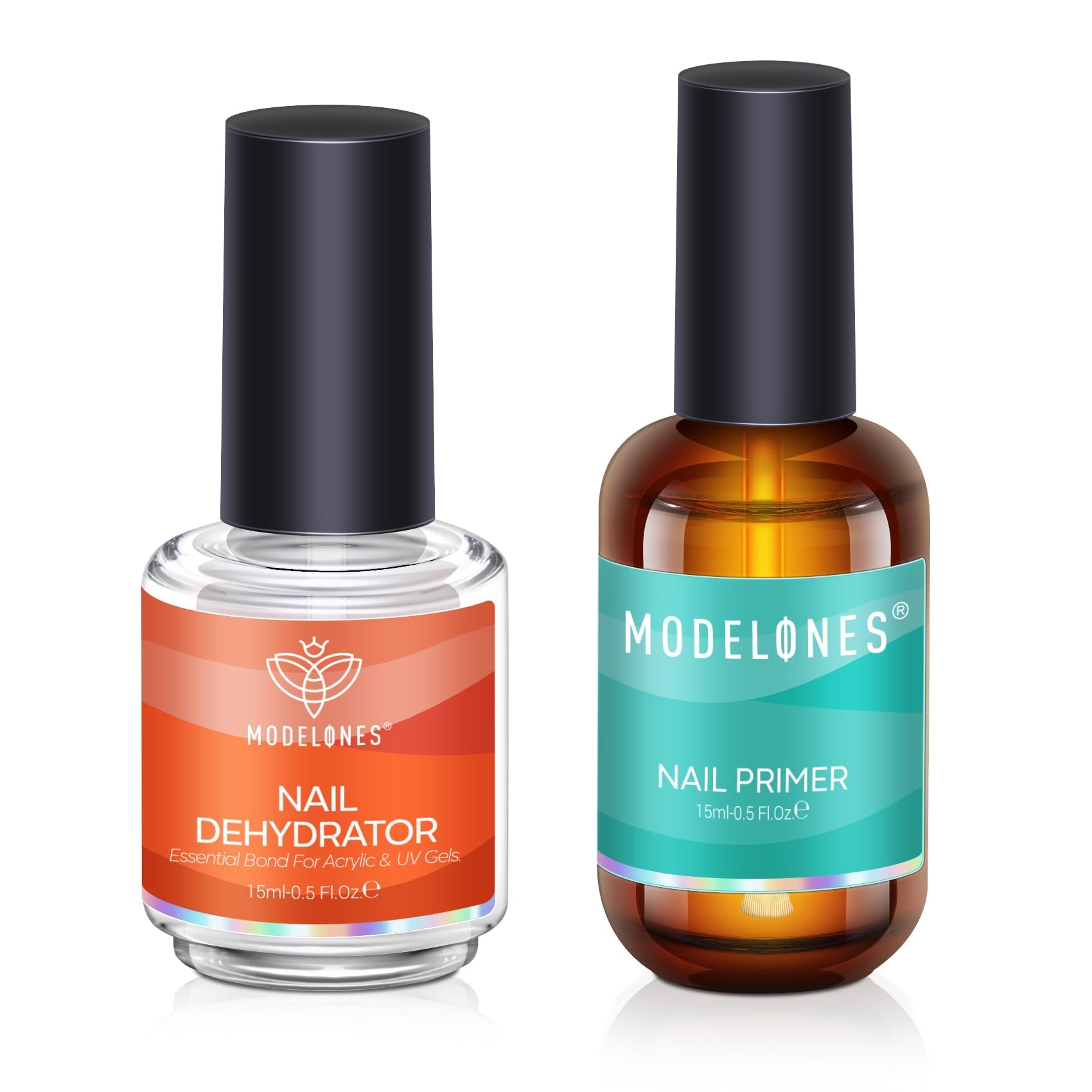 modelones Gel Top Coat, 15 ml 2025 Upgrade Super Shiny Base and Top Coat Set, Soak Off Nail Lamp Acid Free No Wipe Clear Base Top Gel Nail Polish