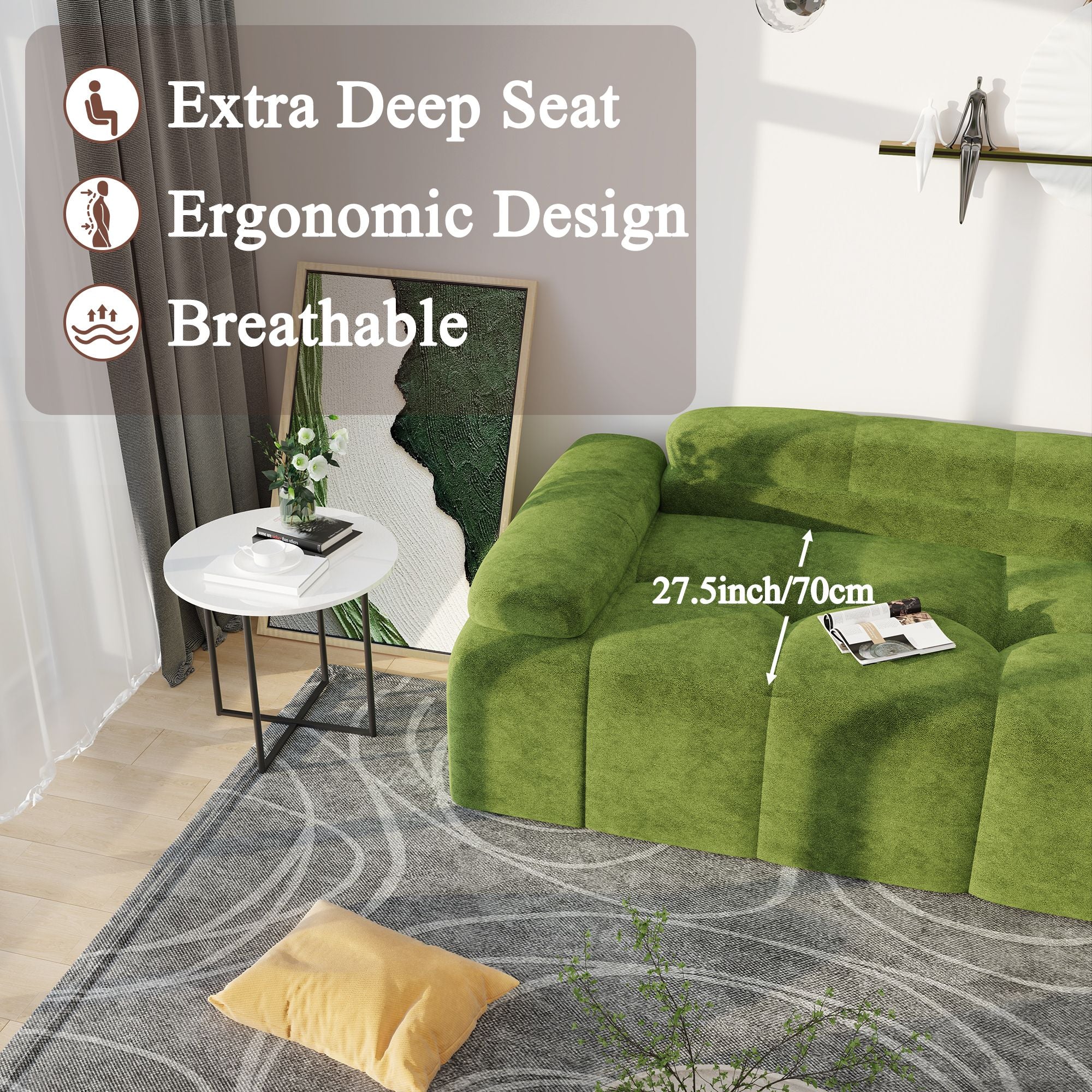 Modern Sofa Bed,Velvet Sleeper Couch,3 Seater Tufted Sofa,And Adjustable Backrests For Small Spaces, Living Room, Bedroom