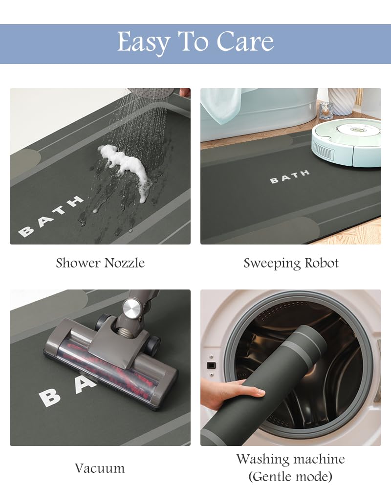 MontVoo-Bath Mat-Bathroom Mat Rug Non Slip Super Absorbent Stain Resistant Quick Dry Thin Bathroom Rug-Bath Mats for Bathroom Floor Bathtub Vanity-Bathmat Bath Rug Easy Care-17"x27" Grey